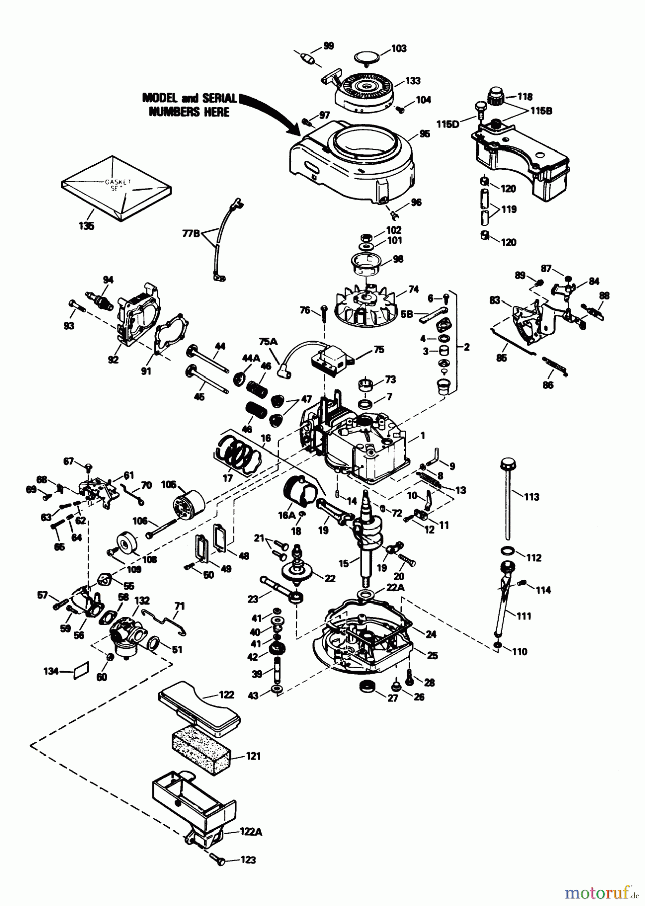  Toro Neu Mowers, Walk-Behind Seite 1 16775 - Toro Lawnmower, 1989 (9000001-9999999) ENGINE TECUMSEH MODEL NO. TVS100-44016B