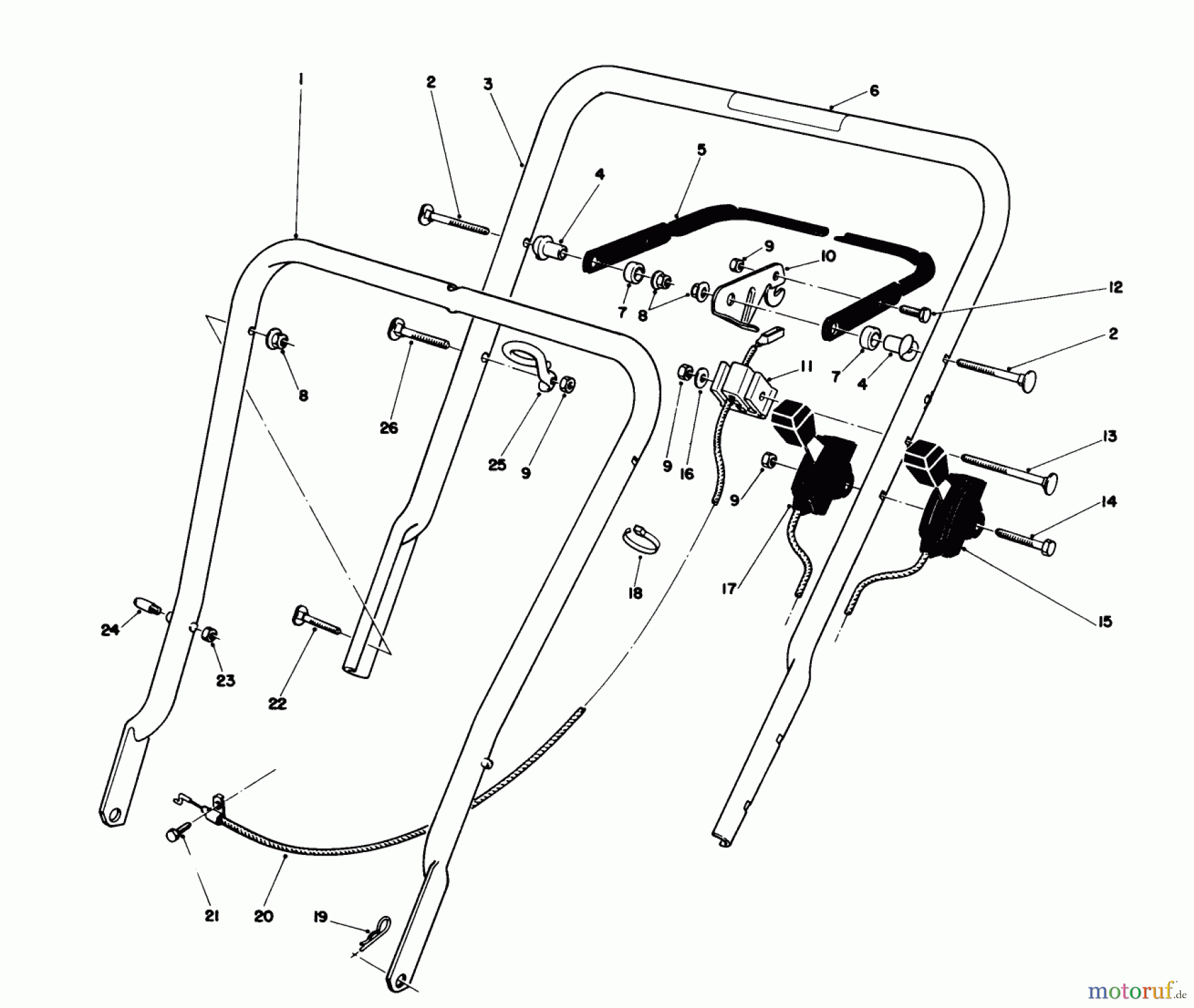  Toro Neu Mowers, Walk-Behind Seite 1 16775 - Toro Lawnmower, 1990 (0000001-0999999) HANDLE ASSEMBLY