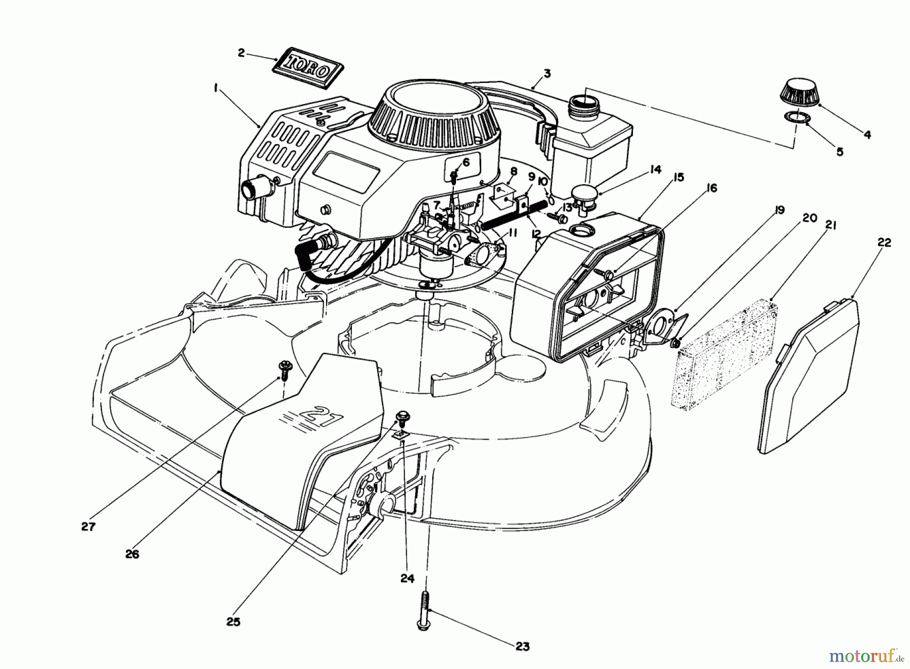  Toro Neu Mowers, Walk-Behind Seite 1 16780 - Toro Lawnmower, 1983 (3000001-3999999) ENGINE ASSEMBLY