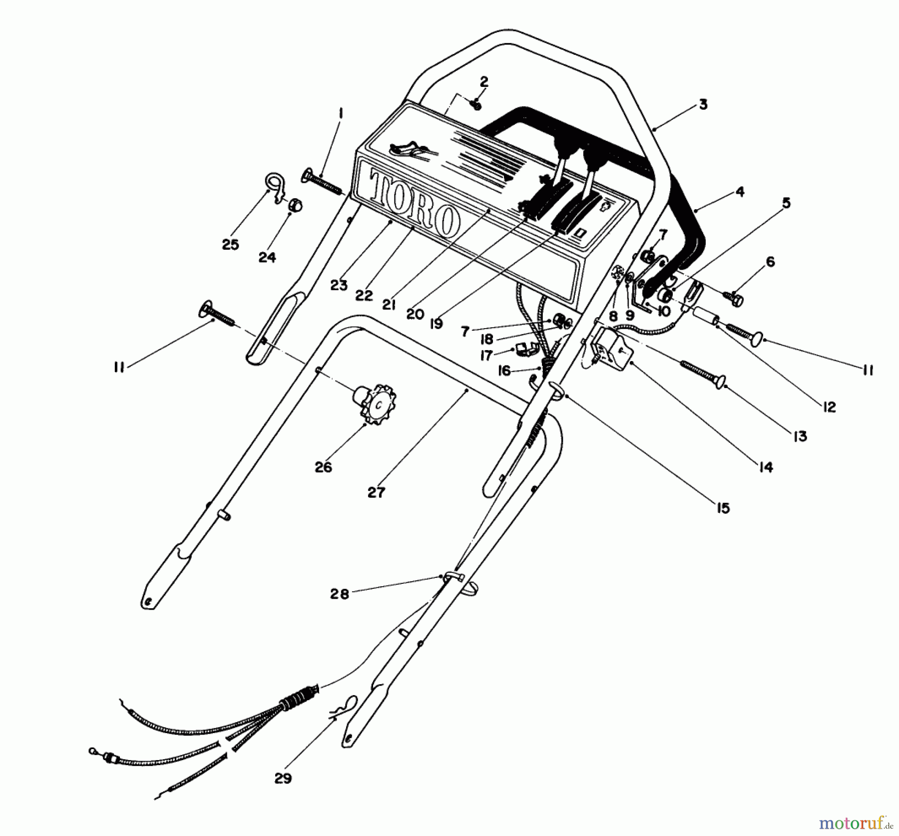  Toro Neu Mowers, Walk-Behind Seite 1 16780 - Toro Lawnmower, 1983 (3000001-3999999) HANDLE ASSEMBLY