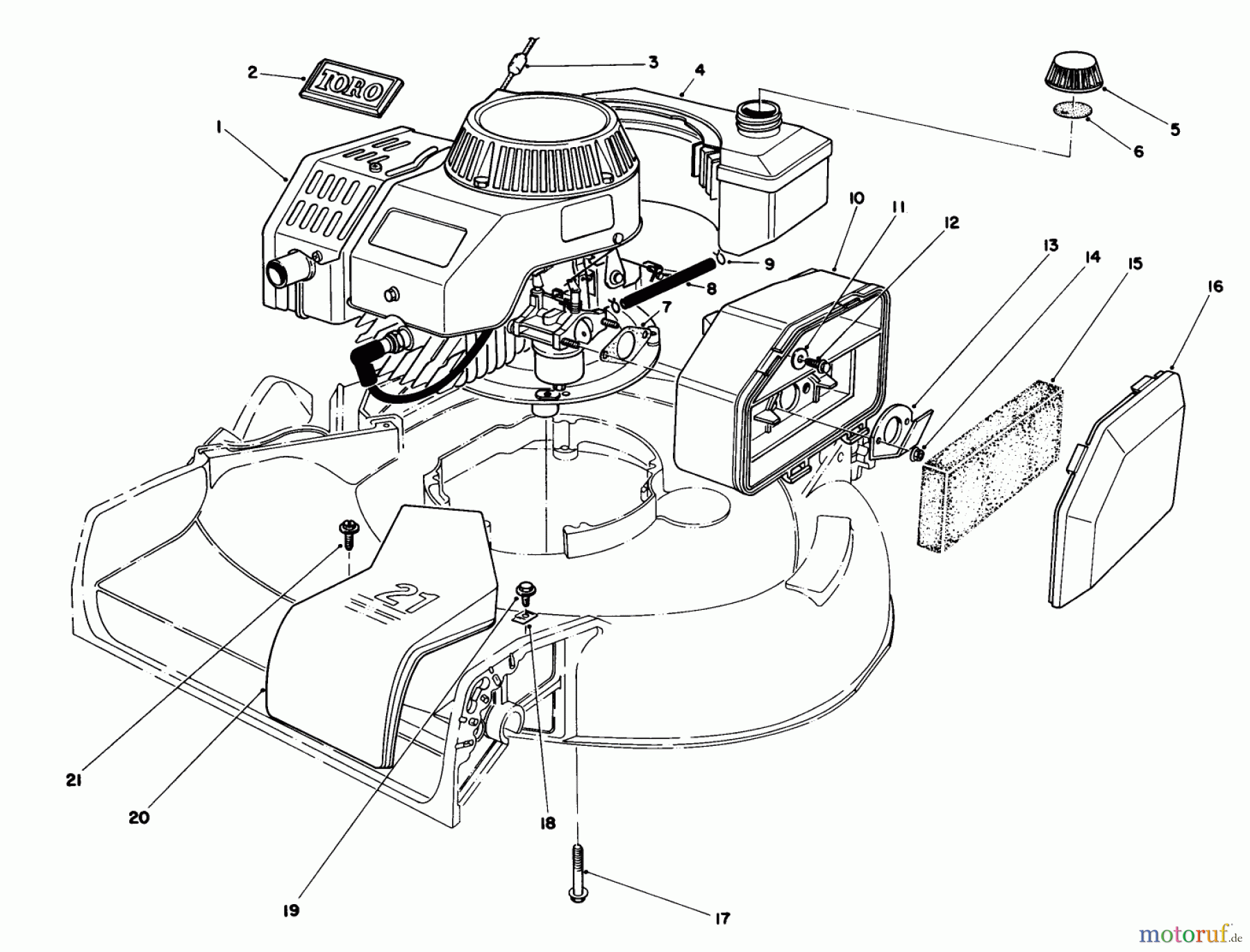  Toro Neu Mowers, Walk-Behind Seite 1 16785 - Toro Lawnmower, 1985 (5000001-5999999) ENGINE ASSEMBLY