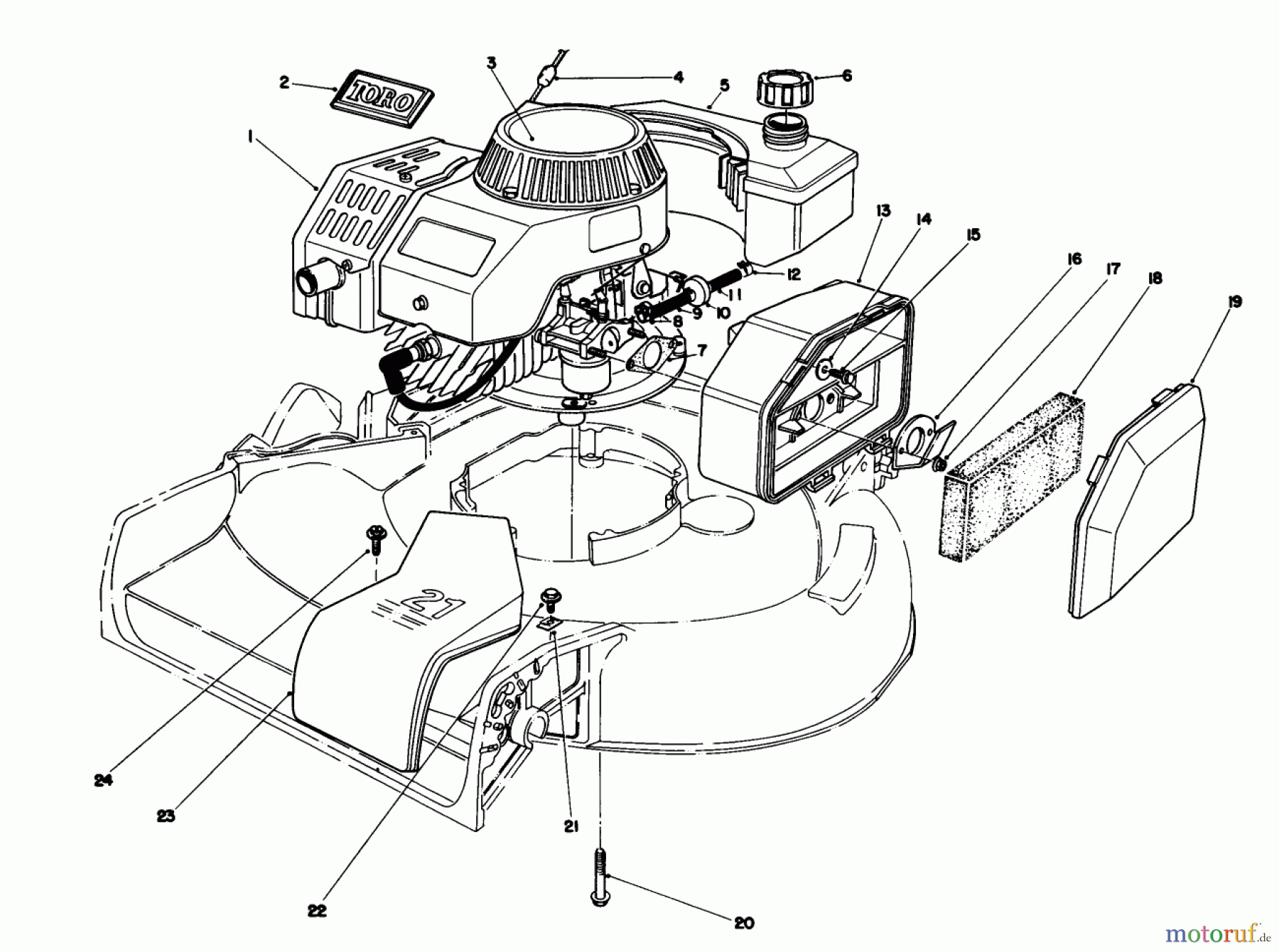  Toro Neu Mowers, Walk-Behind Seite 1 16785 - Toro Lawnmower, 1987 (7000001-7999999) ENGINE ASSEMBLY (MODEL NO. 47PF5 & 47PG6)