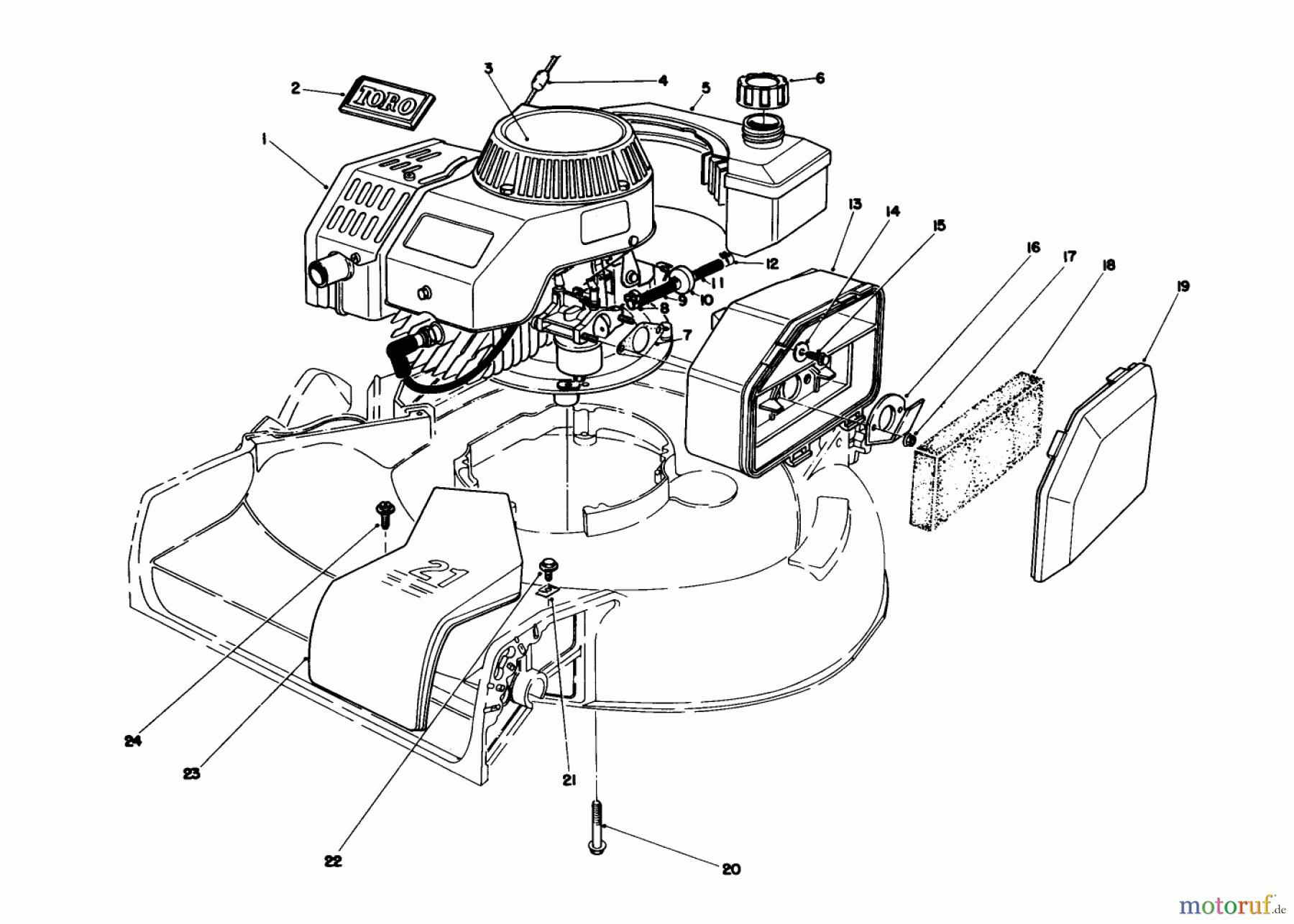  Toro Neu Mowers, Walk-Behind Seite 1 16785 - Toro Lawnmower, 1988 (8000001-8007011) ENGINE ASSEMBLY (SERIAL NO. 8000001-8001571)