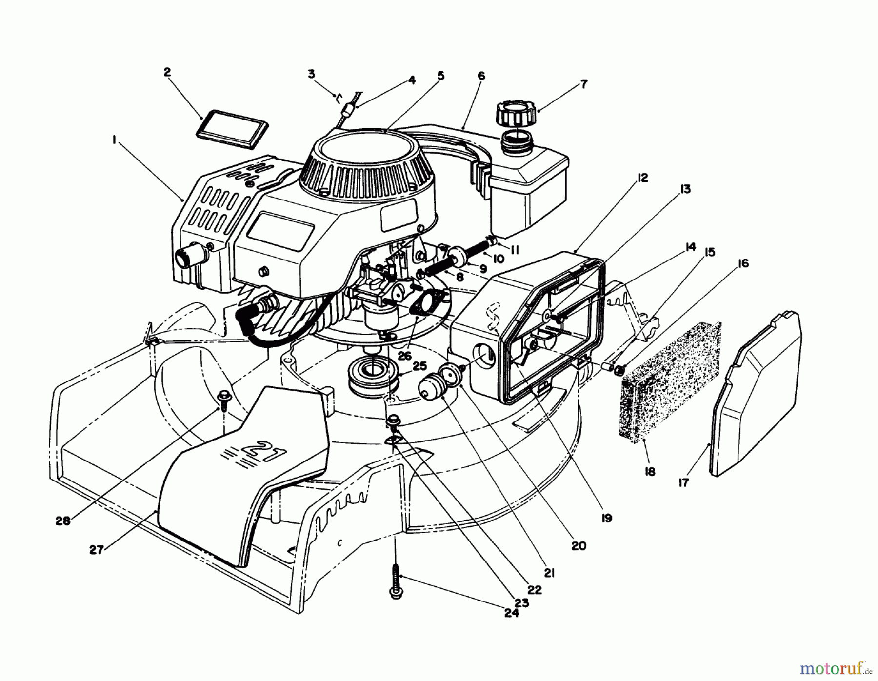 Toro Neu Mowers, Walk-Behind Seite 1 16785 - Toro Lawnmower, 1988 (8007012-8999999) ENGINE ASSEMBLY