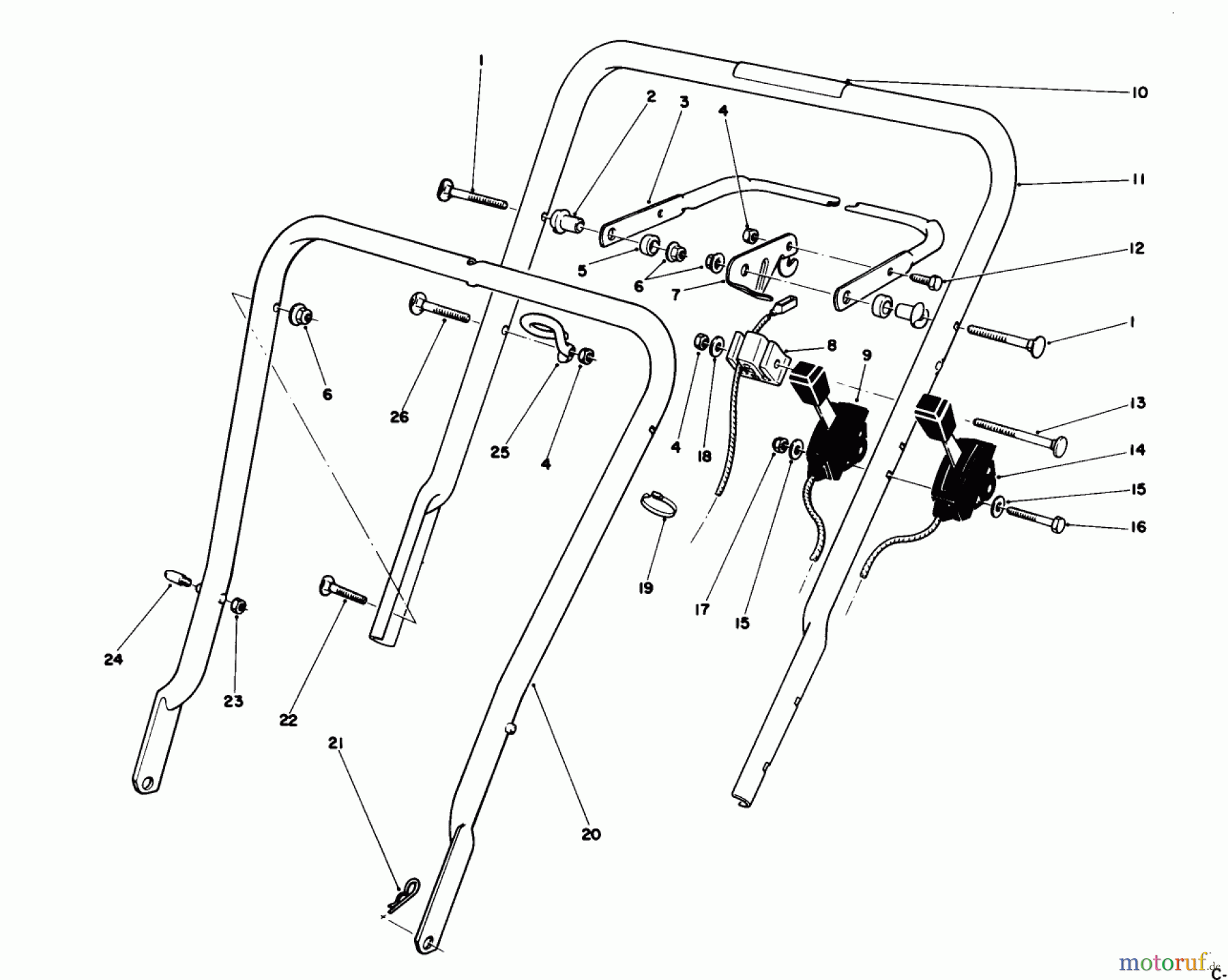  Toro Neu Mowers, Walk-Behind Seite 1 16785 - Toro Lawnmower, 1990 (0000001-0999999) HANDLE ASSEMBLY