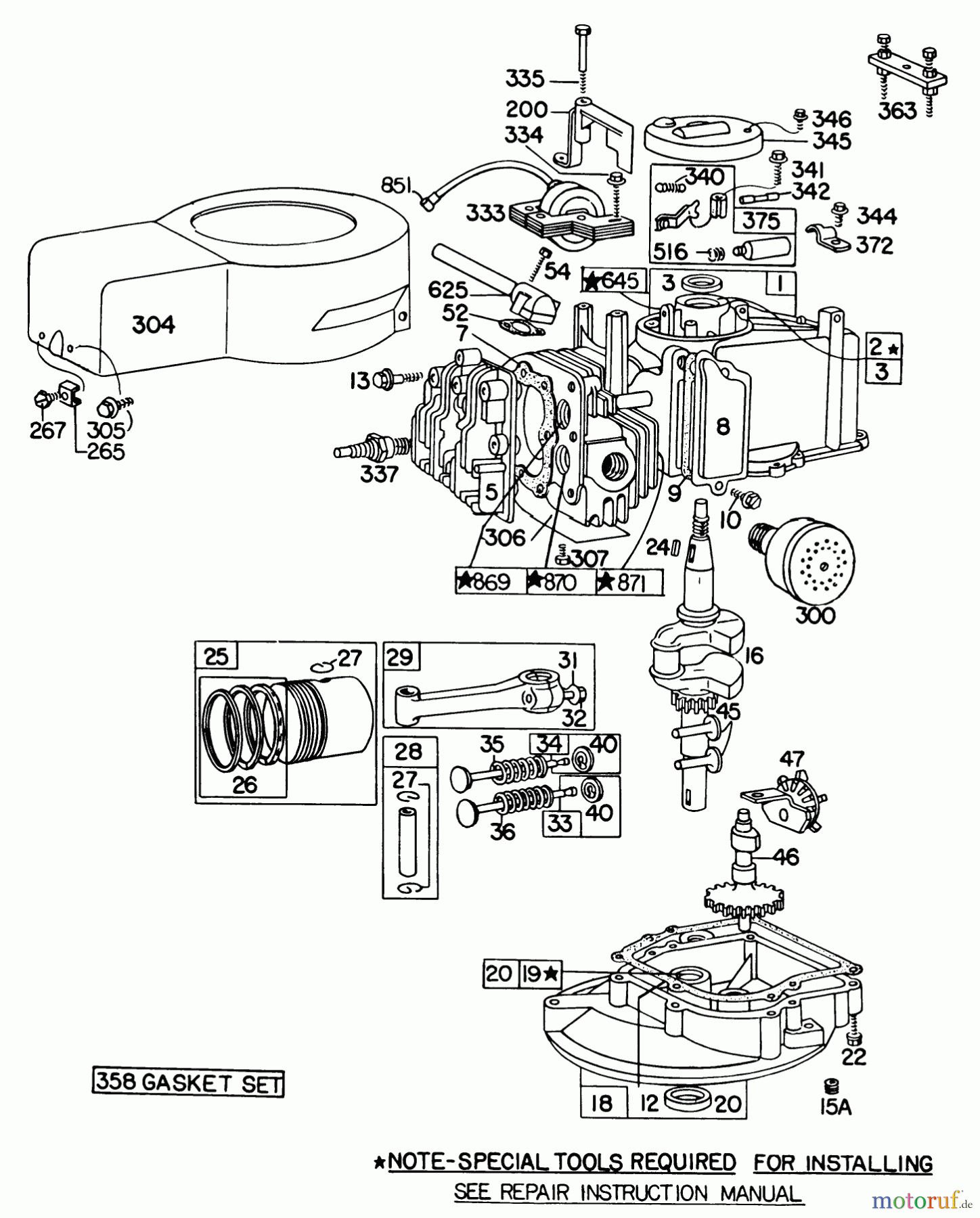  Toro Neu Mowers, Walk-Behind Seite 1 16830 - Toro Lawnmower, 1979 (9000001-9999999) BRIGGS & STRATTON ENGINE MODEL NO.92908 TYPE NO. 1964-01
