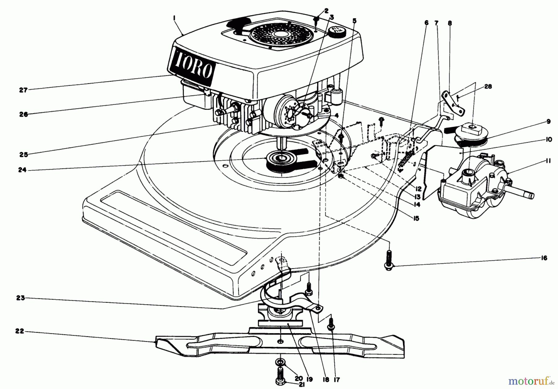  Toro Neu Mowers, Walk-Behind Seite 1 16880 - Toro Lawnmower, 1980 (0000001-0999999) ENGINE ASSEMBLY (MODEL NO. 16890)