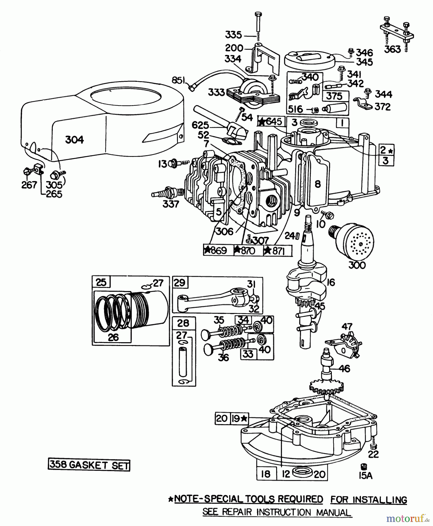  Toro Neu Mowers, Walk-Behind Seite 1 16890 - Toro Lawnmower, 1981 (1000001-1999999) BRIGGS & STRATTON ENGINE MODEL NO. 92908-2055-01, BRIGGS & STRATTON ENGINE MODEL NO. 93508-0197-01