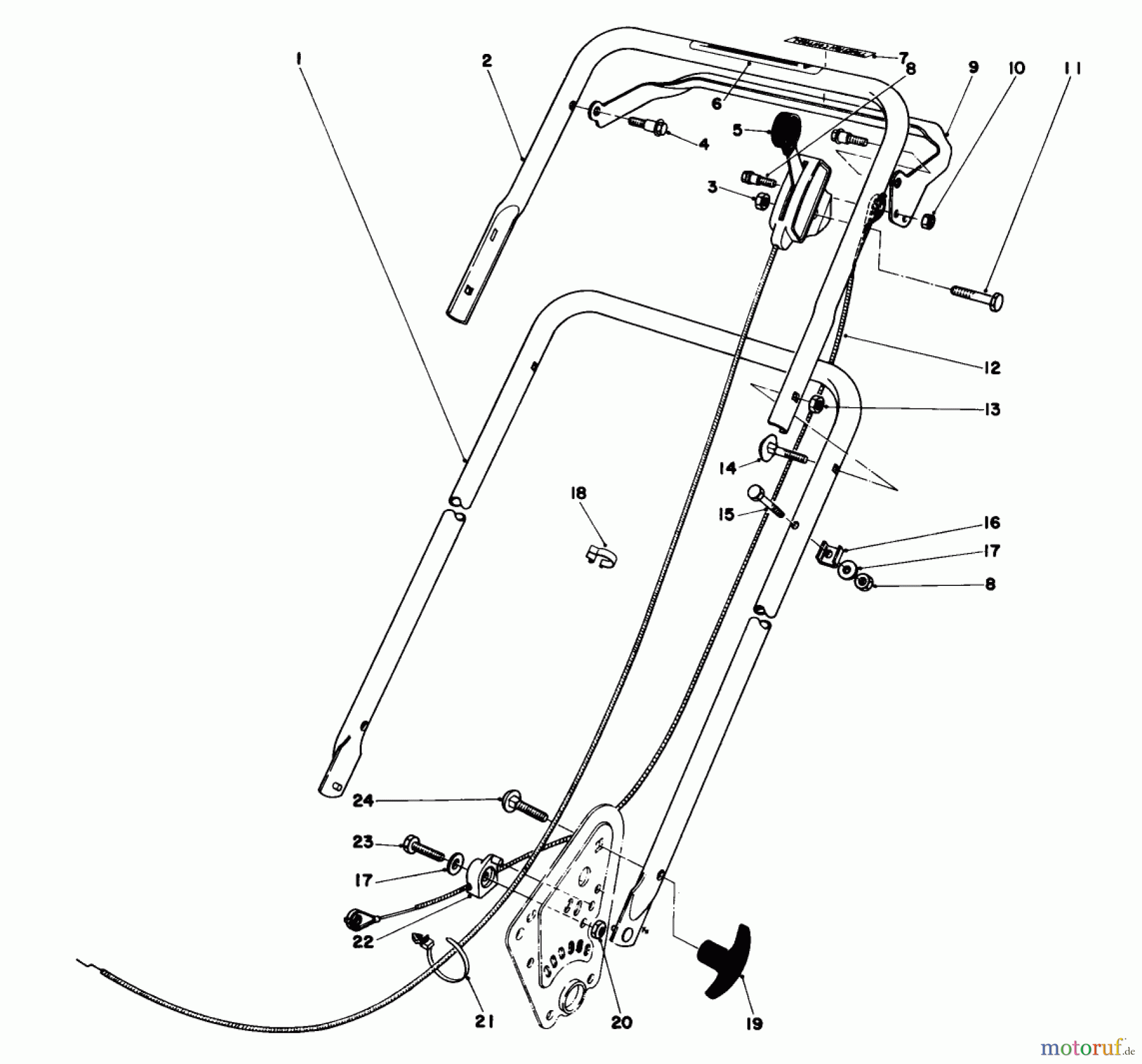  Toro Neu Mowers, Walk-Behind Seite 1 16880 - Toro Lawnmower, 1981 (1000001-1999999) HANDLE ASSEMBLY (MODEL NO. 16890)