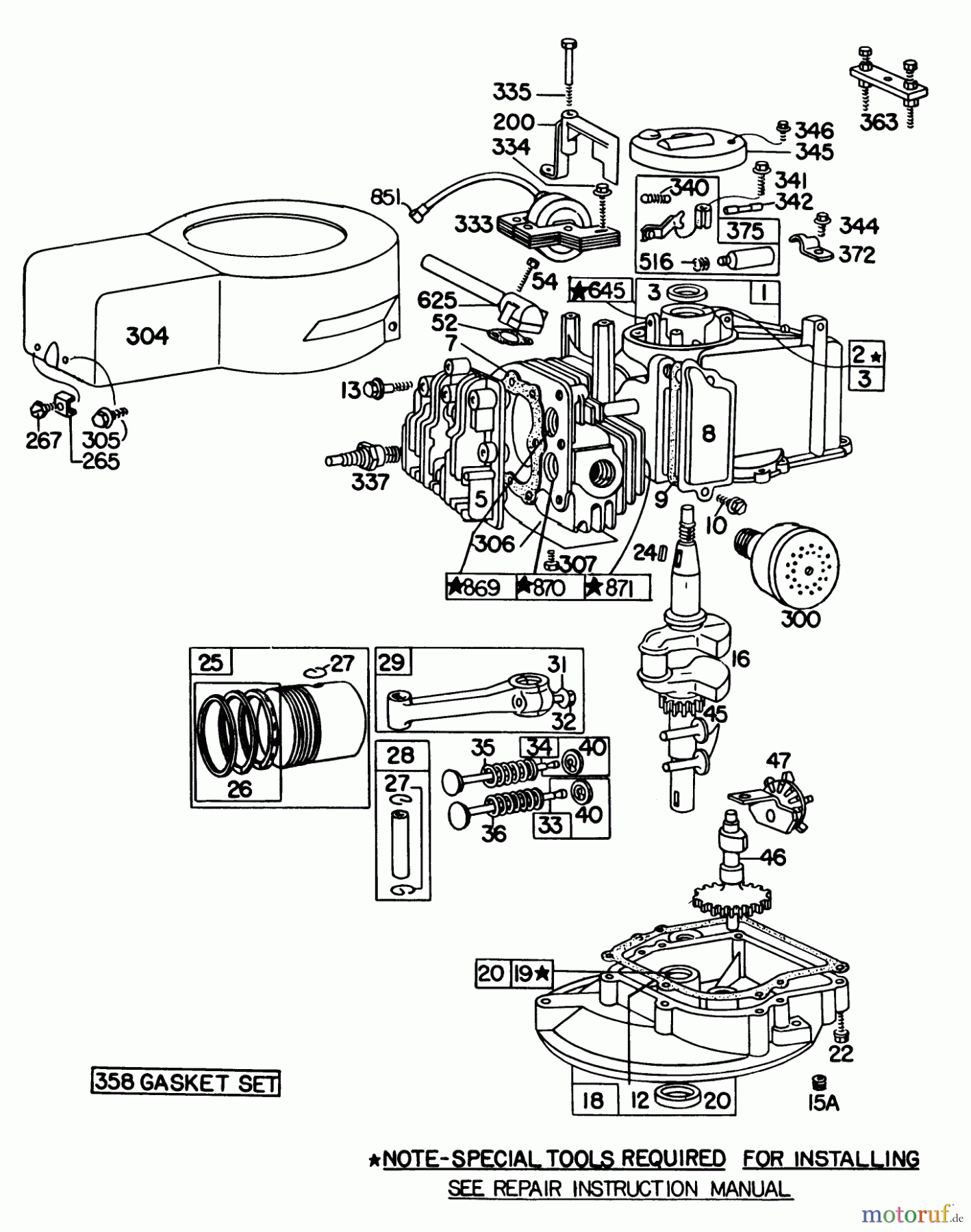  Toro Neu Mowers, Walk-Behind Seite 1 16940 - Toro Lawnmower, 1980 (0000001-0999999) BRIGGS & STRATTON ENGINE MODEL NO. 92908-2055-01