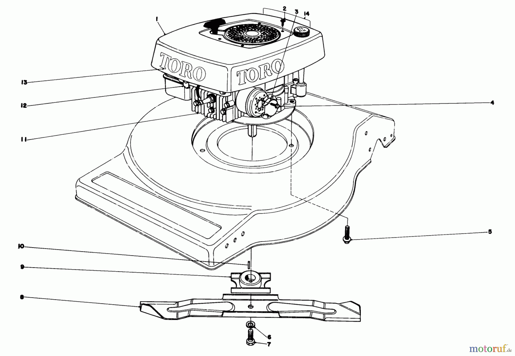  Toro Neu Mowers, Walk-Behind Seite 1 16940 - Toro Lawnmower, 1980 (0000001-0999999) ENGINE ASSEMBLY (MODEL NO. 16930)