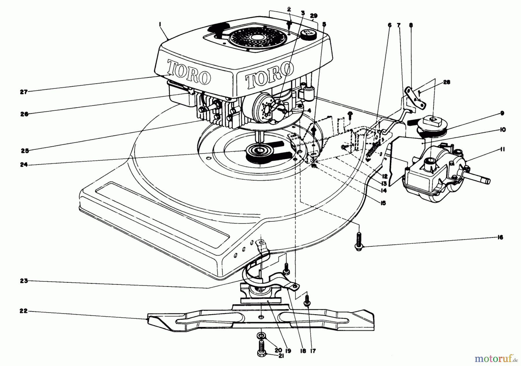  Toro Neu Mowers, Walk-Behind Seite 1 16930 - Toro Lawnmower, 1980 (0000001-0999999) ENGINE ASSEMBLY (MODEL NO. 16940)