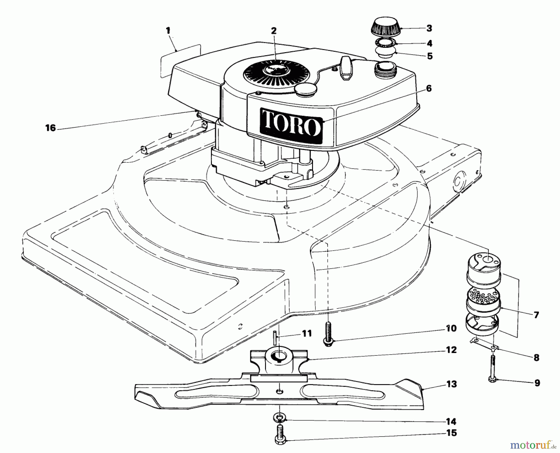  Toro Neu Mowers, Walk-Behind Seite 1 18005 - Toro Lawnmower, 1981 (1000001-1999999) ENGINE ASSEMBLY (MODEL 18005)