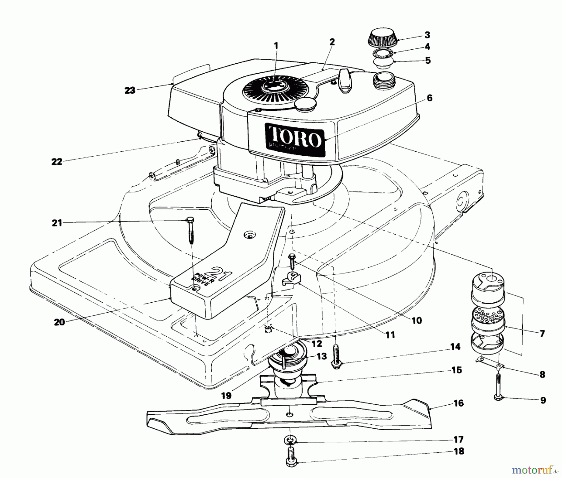  Toro Neu Mowers, Walk-Behind Seite 1 18010 - Toro Lawnmower, 1981 (1000001-1999999) ENGINE ASSEMBLY (MODEL 18010)