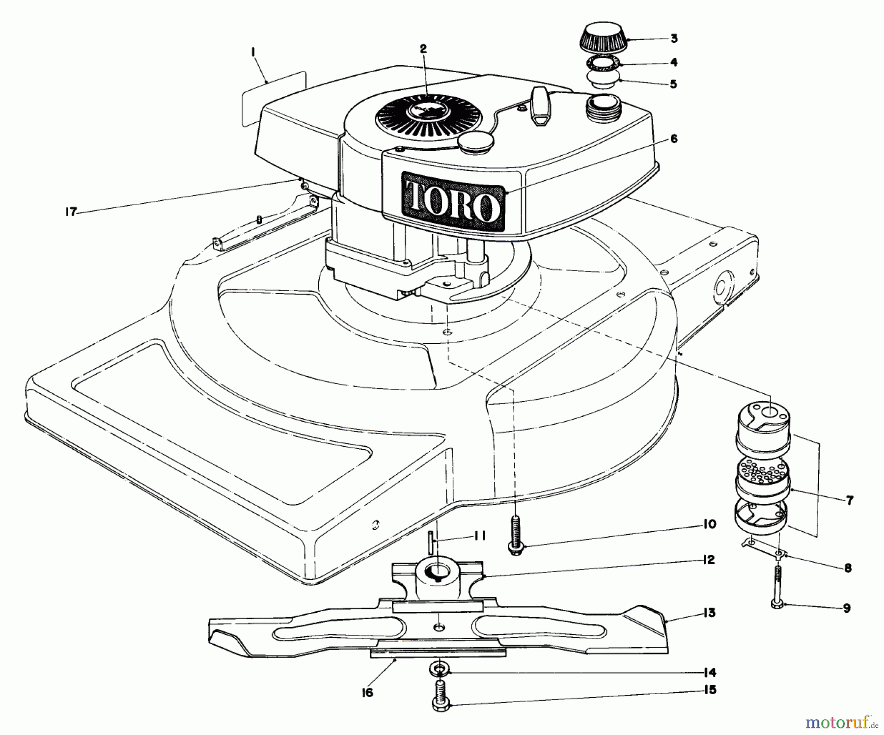  Toro Neu Mowers, Walk-Behind Seite 1 18005 - Toro Lawnmower, 1982 (2000001-2999999) ENGINE ASSEMBLY MODEL 18005