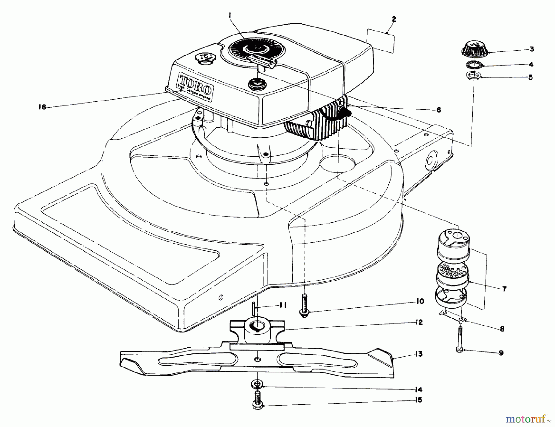  Toro Neu Mowers, Walk-Behind Seite 1 18015 - Toro Lawnmower, 1978 (8000001-8999999) ENGINE ASSEMBLY MODEL 18015