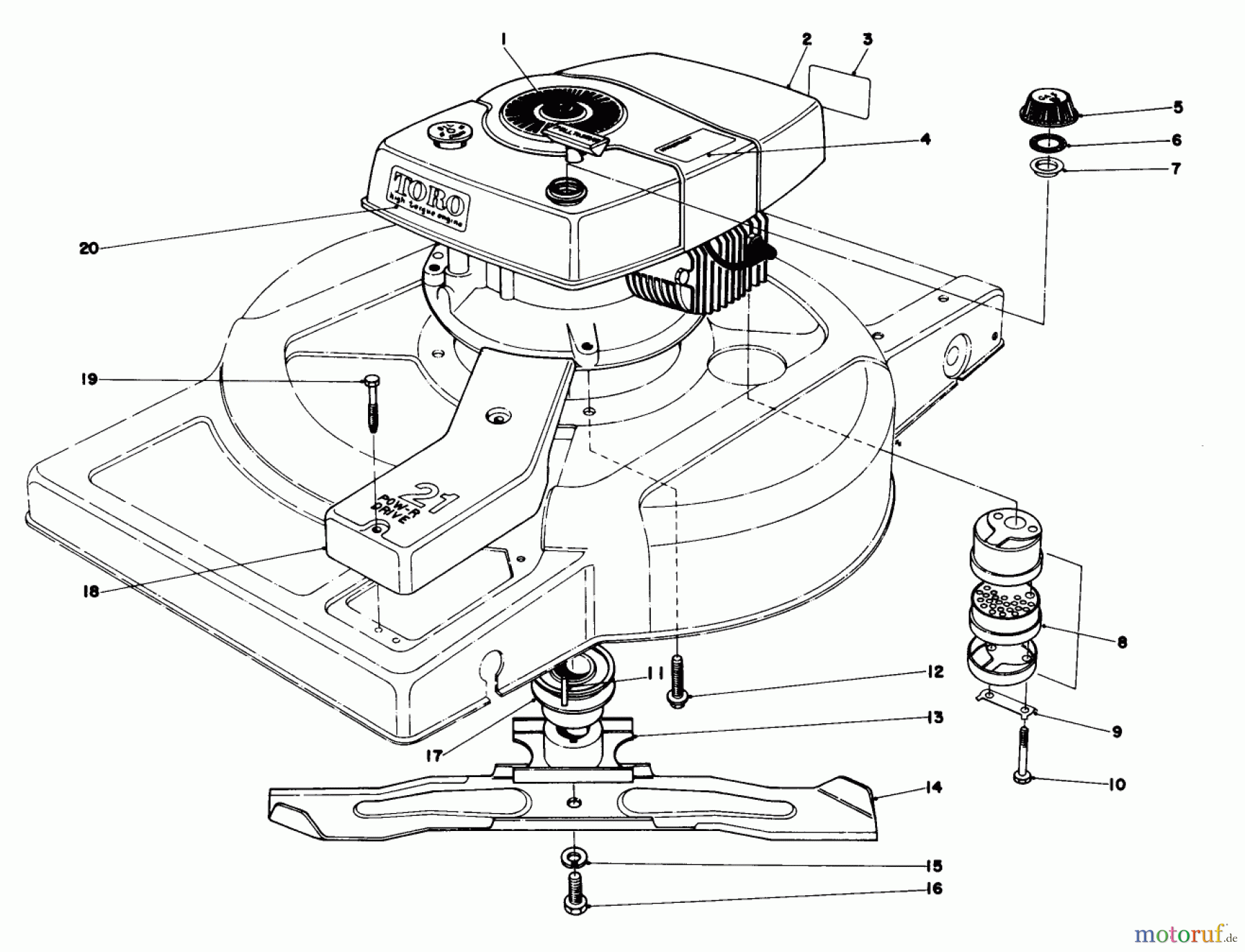  Toro Neu Mowers, Walk-Behind Seite 1 18015 - Toro Lawnmower, 1978 (8000001-8999999) ENGINE ASSEMBLY MODEL 18060