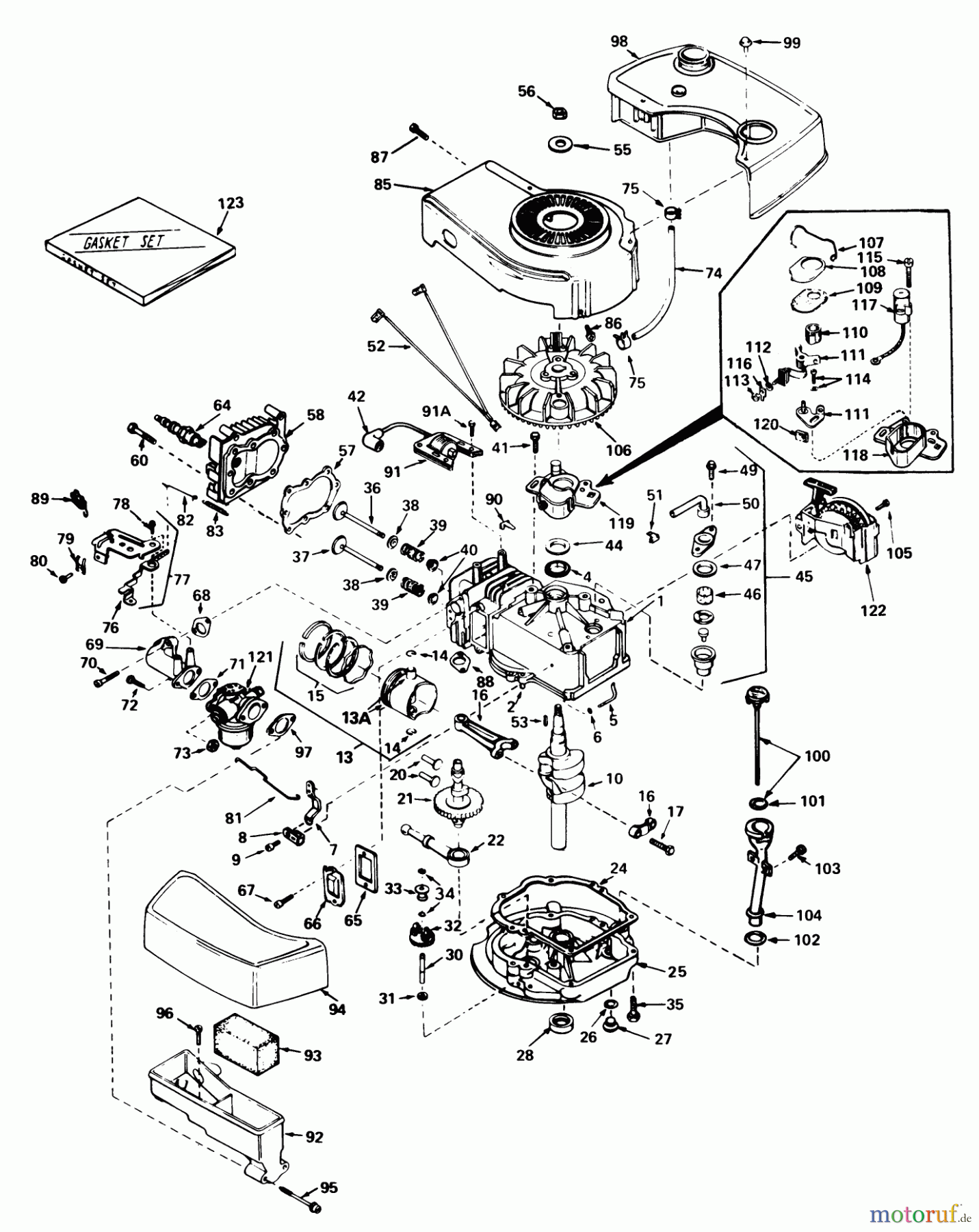  Toro Neu Mowers, Walk-Behind Seite 1 18015 - Toro Lawnmower, 1980 (0000001-0999999) ENGINE TECUMSEH MODEL NO. TNT-100-10070C