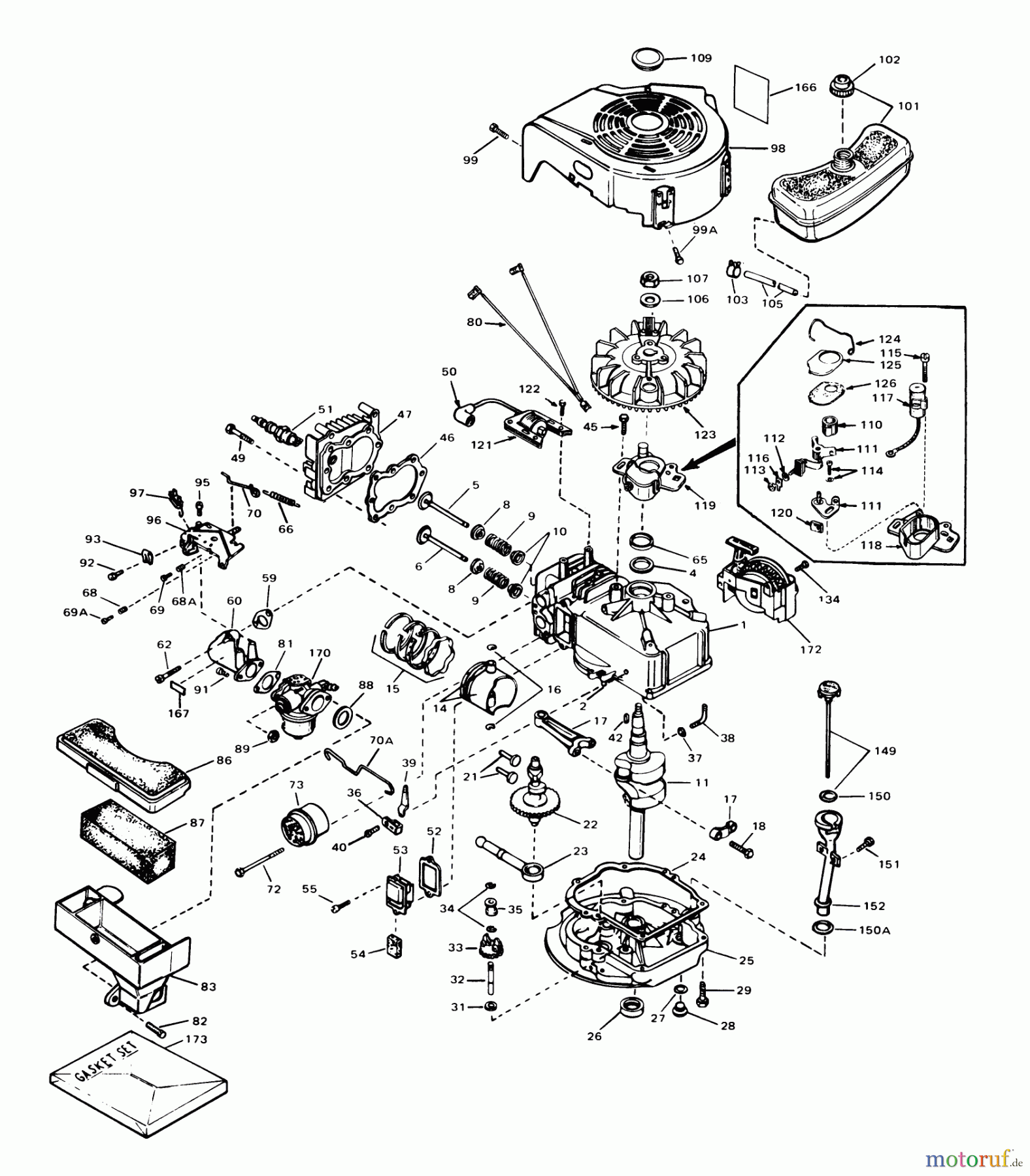  Toro Neu Mowers, Walk-Behind Seite 1 18017 - Toro Lawnmower, 1980 (0000001-0999999) ENGINE TECUMSEH MODEL TVS 90-43007A