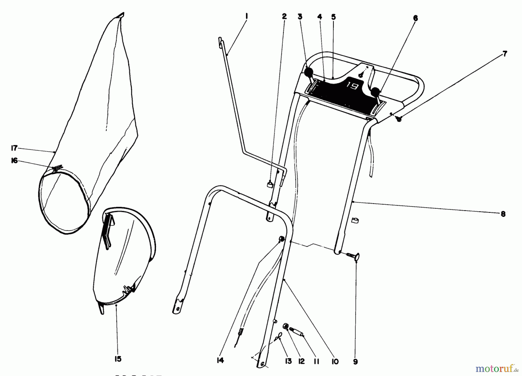  Toro Neu Mowers, Walk-Behind Seite 1 18171 - Toro Guardian Lawnmower, 1971 (1000001-1999999) HANDLE ASSEMBLY MODEL NO. 18171