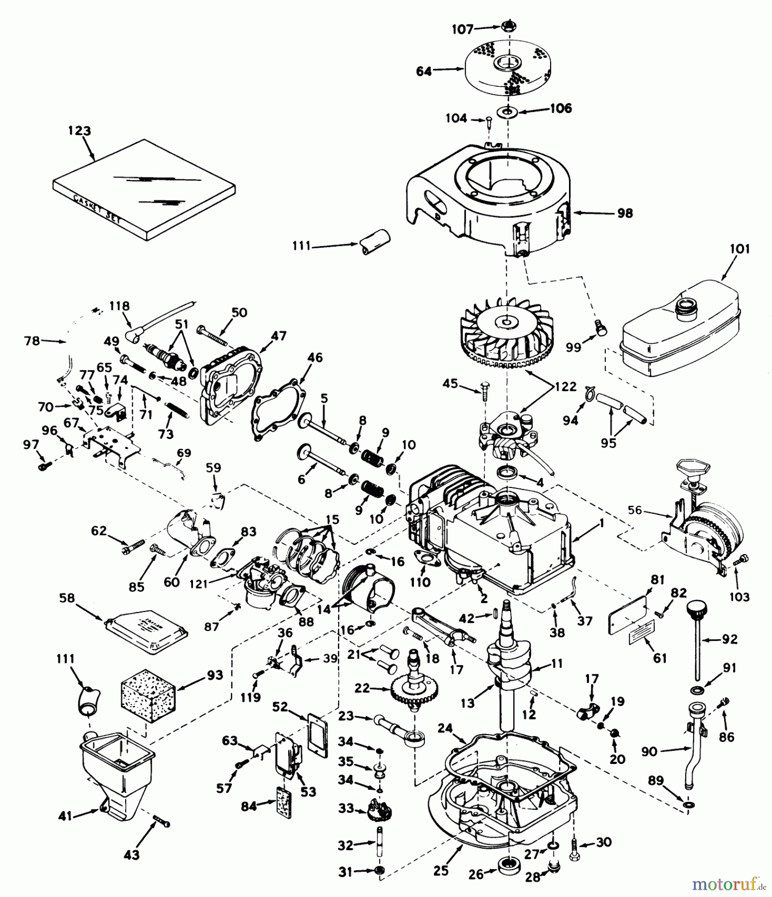  Toro Neu Mowers, Walk-Behind Seite 1 18070 - Toro Lawnmower, 1972 (2000001-2999999) ENGINE TECUMSEH MODEL NO. LAV30-30481K