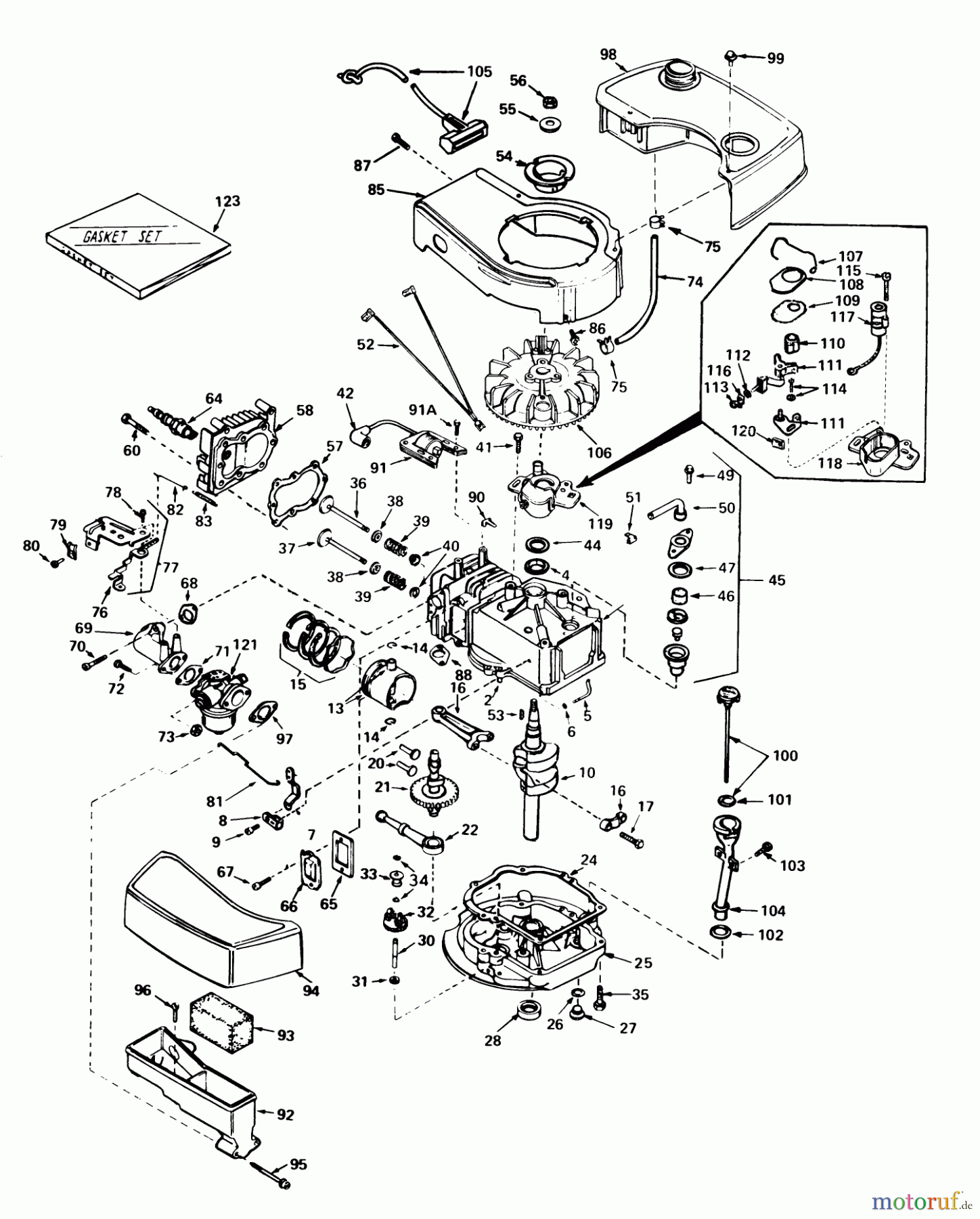  Toro Neu Mowers, Walk-Behind Seite 1 18085 - Toro Lawnmower, 1979 (9000001-9999999) ENGINE TECUMSEH MODEL NO. TNT 100-10060C