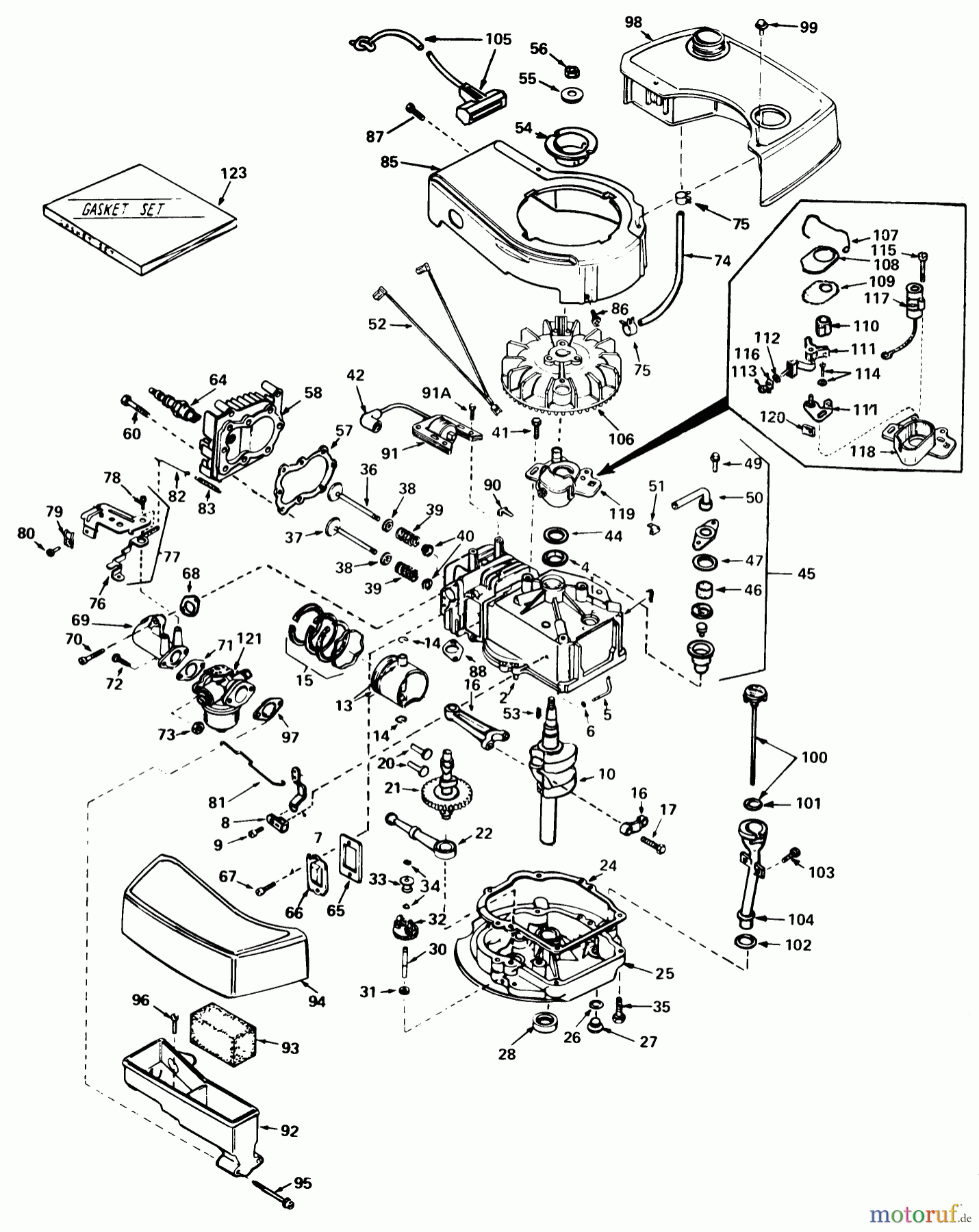  Toro Neu Mowers, Walk-Behind Seite 1 18085 - Toro Lawnmower, 1980 (0000001-0999999) ENGINE TECUMSEH MODEL NO. TNT 100-10060C