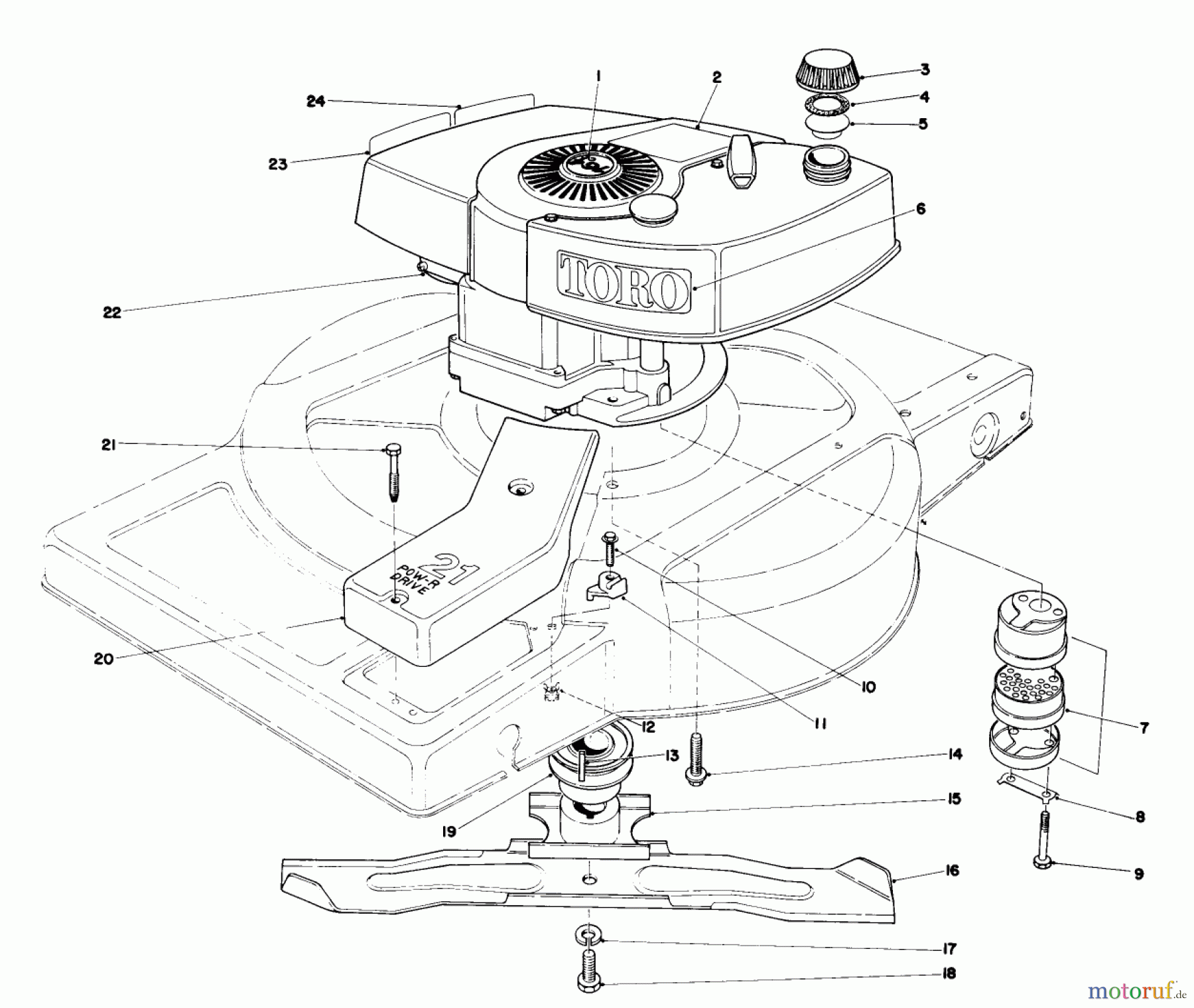  Toro Neu Mowers, Walk-Behind Seite 1 18095 - Toro Lawnmower, 1979 (9000001-9999999) ENGINE ASSEMBLY