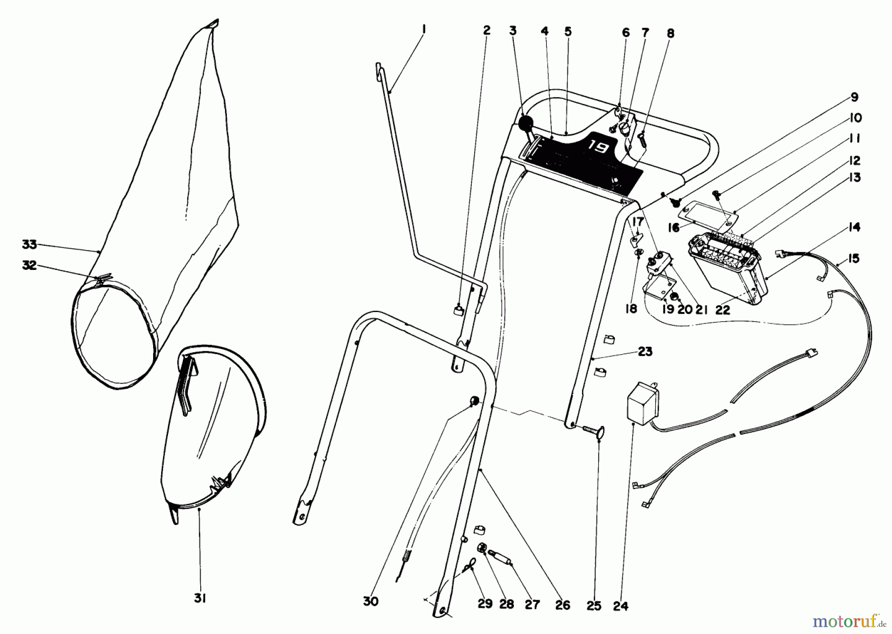  Toro Neu Mowers, Walk-Behind Seite 1 18208 - Toro Guardian Lawnmower, 1971 (1000001-1999999) HANDLE ASSEMBLY MODEL NO. 18208