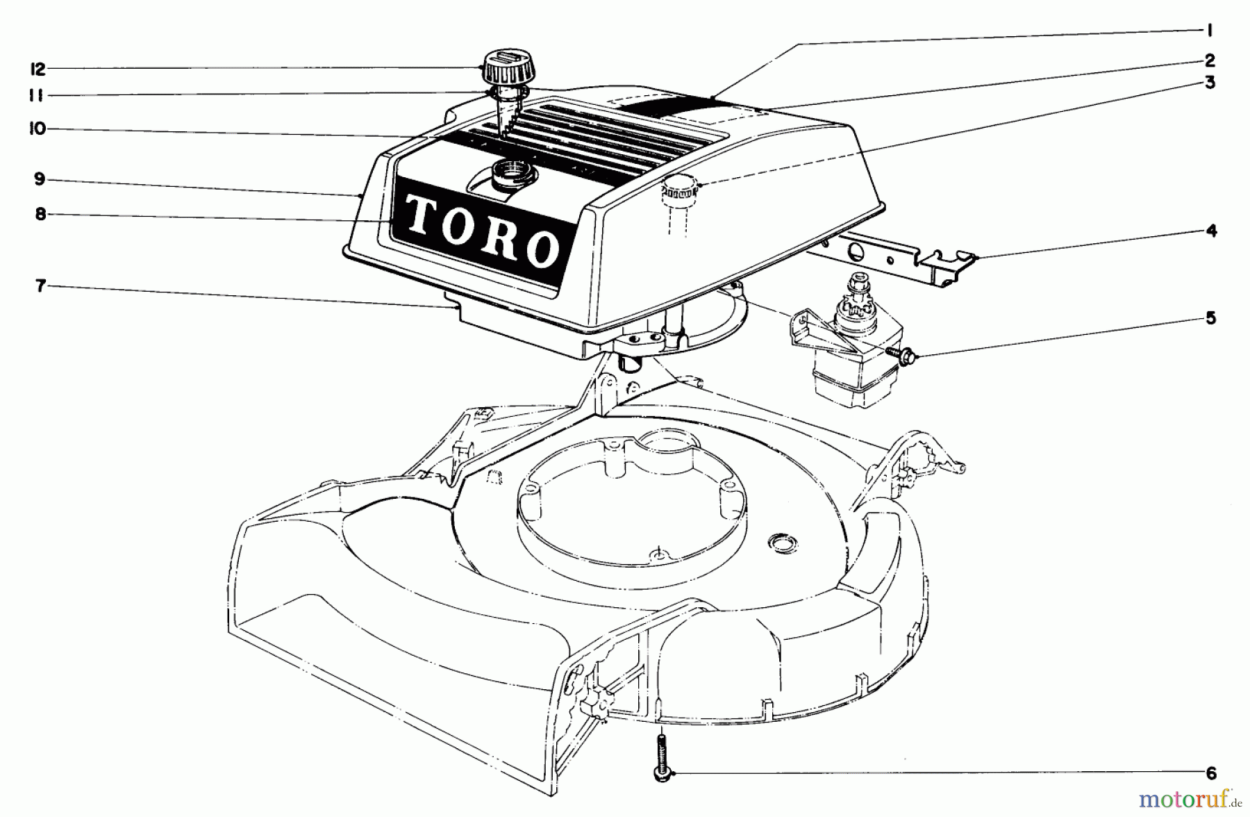  Toro Neu Mowers, Walk-Behind Seite 1 18208 - Toro Guardian Lawnmower, 1972 (2000001-2999999) ENGINE ASSEMBLY MODEL NO. 18208
