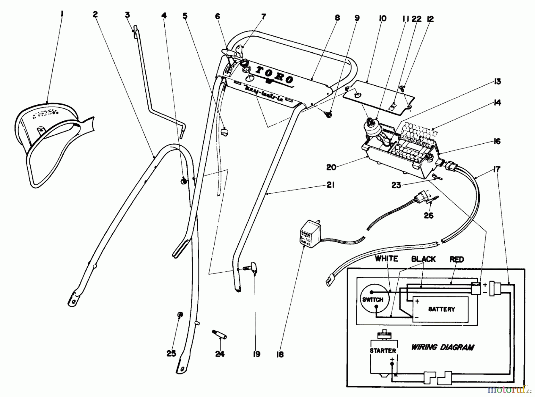 Toro Neu Mowers, Walk-Behind Seite 1 18216 - Toro Whirlwind Lawnmower, 1970 (0000001-0999999) HANDLE ASSEMBLY