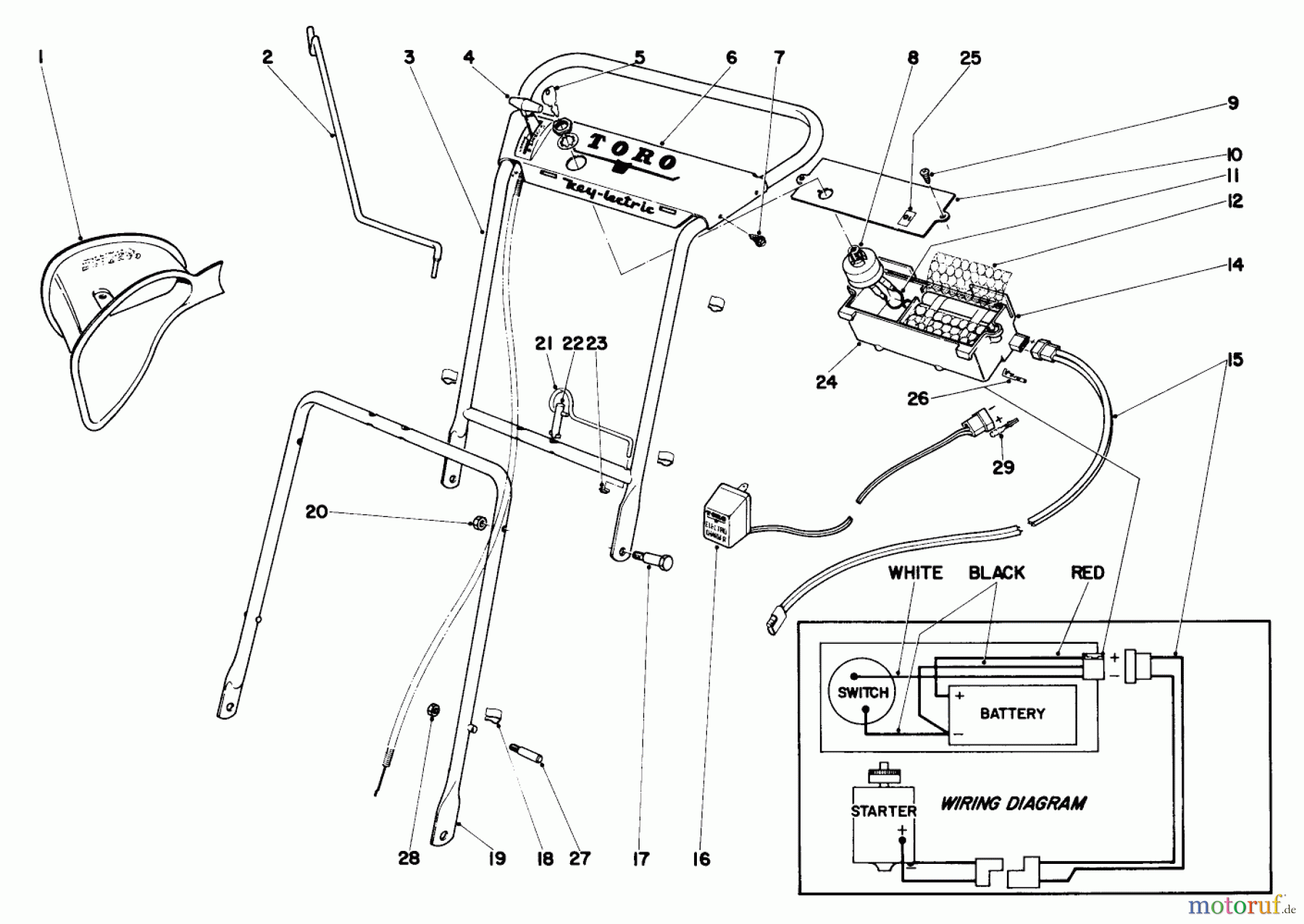  Toro Neu Mowers, Walk-Behind Seite 1 19225 - Toro Whirlwind Lawnmower, 1970 (0000001-0999999) HANDLE ASSEMBLY