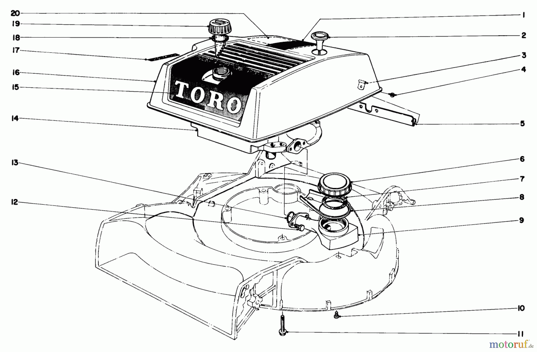  Toro Neu Mowers, Walk-Behind Seite 1 20571 - Toro Guardian Lawnmower, 1971 (1000001-1999999) ENGINE ASSEMBLY MODEL NO. 19271