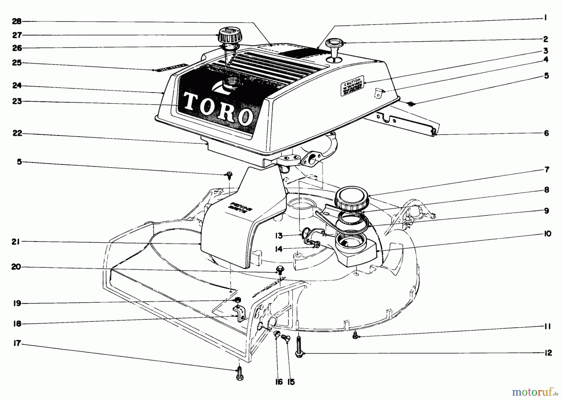  Toro Neu Mowers, Walk-Behind Seite 1 19271 - Toro Guardian Lawnmower, 1971 (1000001-1999999) ENGINE ASSEMBLY MODEL NO. 20571