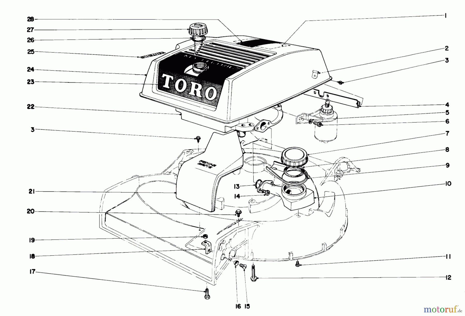  Toro Neu Mowers, Walk-Behind Seite 1 19472 - Toro Guardian Lawnmower, 1971 (1000001-1999999) ENGLNE ASSEMBLY MODEL NO. 21172