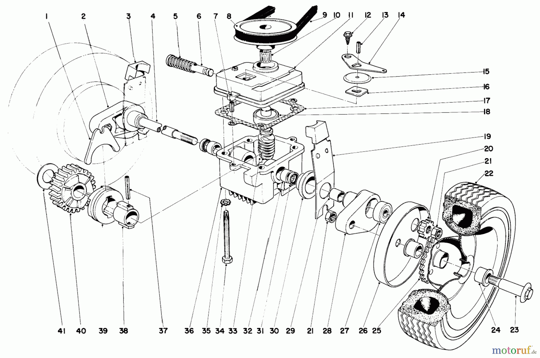  Toro Neu Mowers, Walk-Behind Seite 2 21172 - Toro Guardian Lawnmower, 1971 (1000001-1999999) GEAR BOX ASSEMBLY MODEL NO. 21172