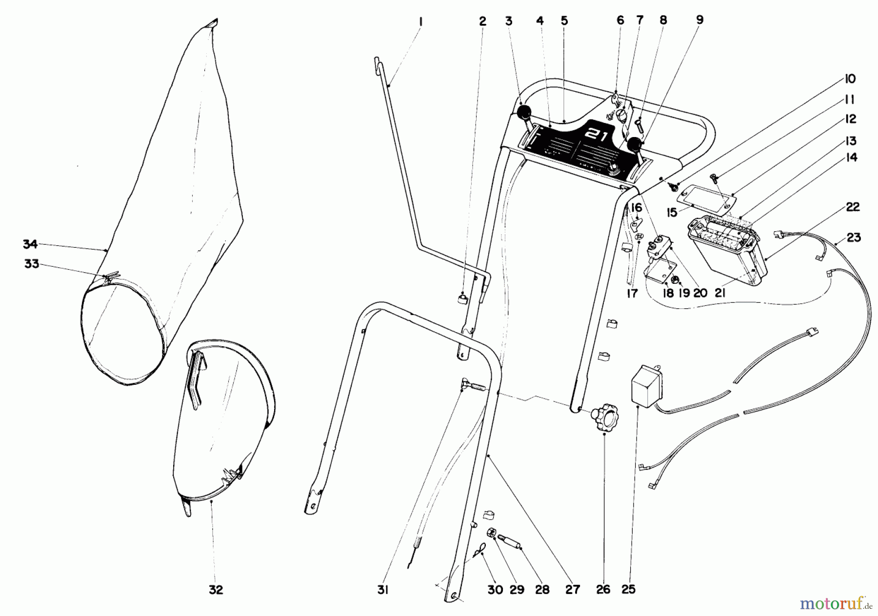  Toro Neu Mowers, Walk-Behind Seite 2 21172 - Toro Guardian Lawnmower, 1971 (1000001-1999999) HANDLE ASSEMBLY MODEL NO. 21172