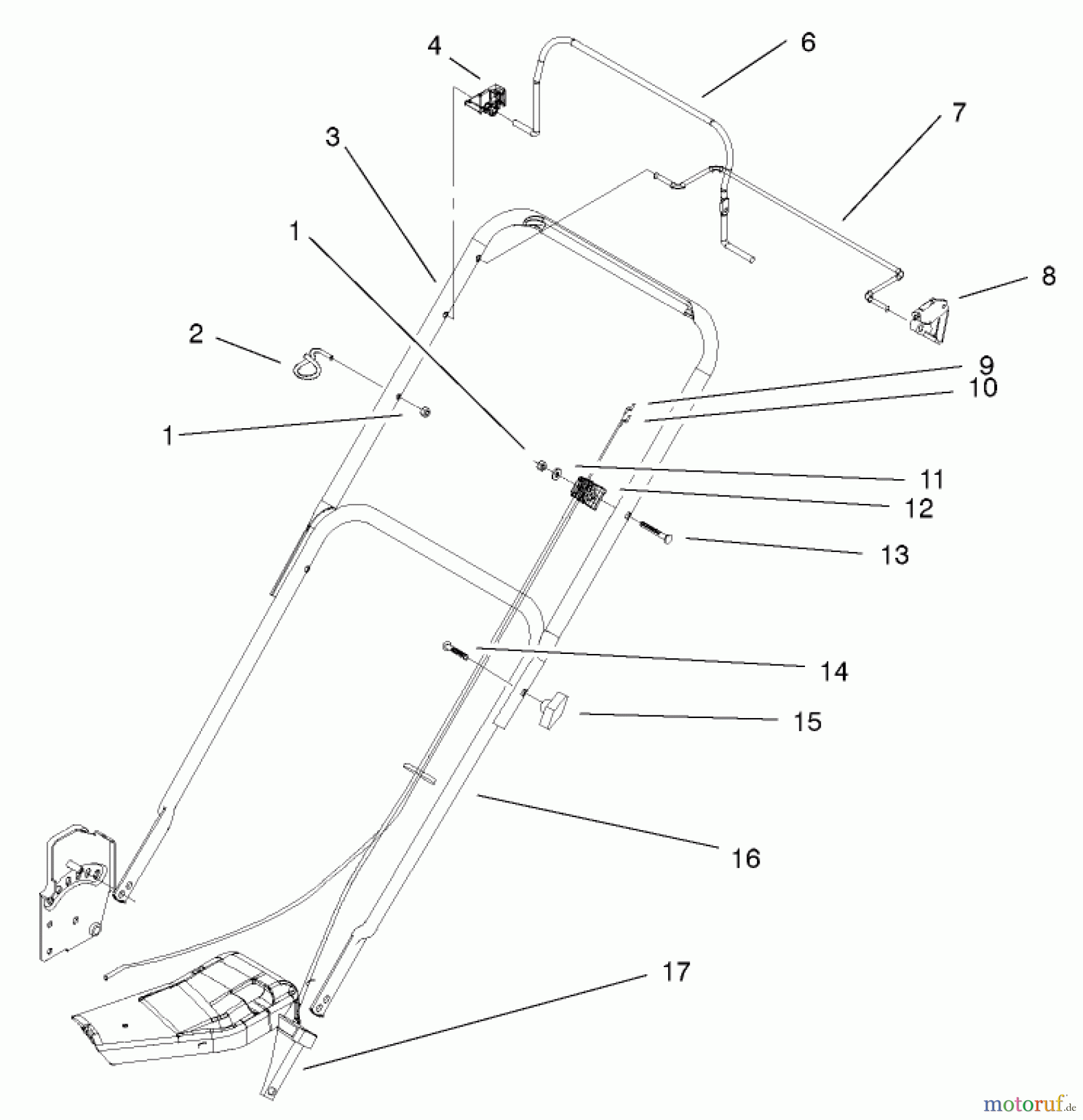  Toro Neu Mowers, Walk-Behind Seite 1 20011 (R-21OS) - Toro Recycler Mower, R-21OS, 2001 (210000001-210999999) HANDLE ASSEMBLY