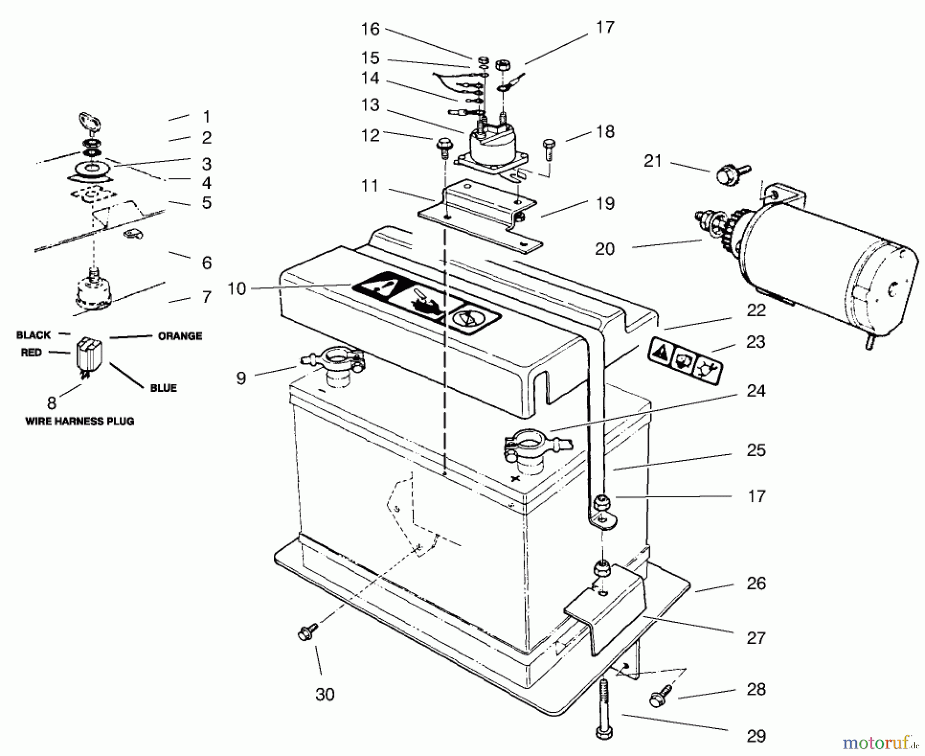  Toro Neu Accessories, Snow 93-8040 - Toro Electric Start Kit, 12 VDC, Tecumseh Power Shift Snowthrower STARTER MOTOR, BATTERY WIRE ASSEMBLY