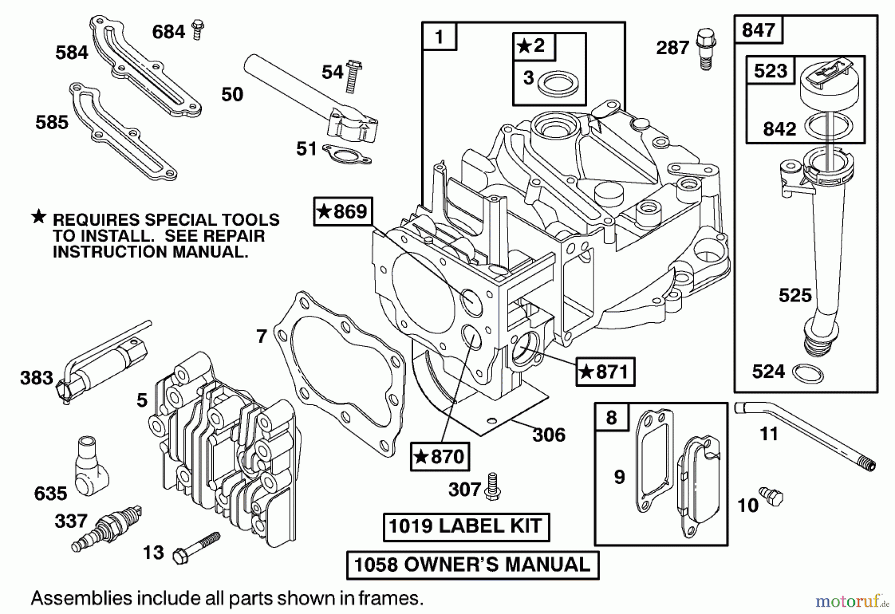  Toro Neu Mowers, Walk-Behind Seite 1 20028 - Toro Recycler Mower, 2001 (210000001-210999999) ENGINE BRIGGS & STRATTON MODEL 12J802-2369-B1 #1