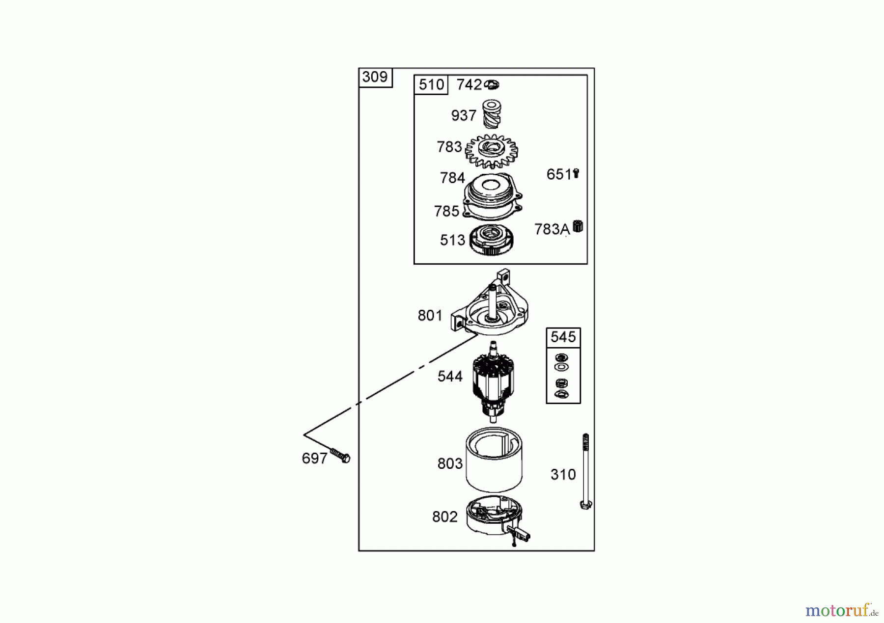 Toro Neu Mowers, Walk-Behind Seite 1 20058 - Toro Super Recycler Lawn Mower, 2005 (250000001-250999999) ELECTRIC STARTER ASSEMBLY BRIGGS AND STRATTON 125K07-0188-E1
