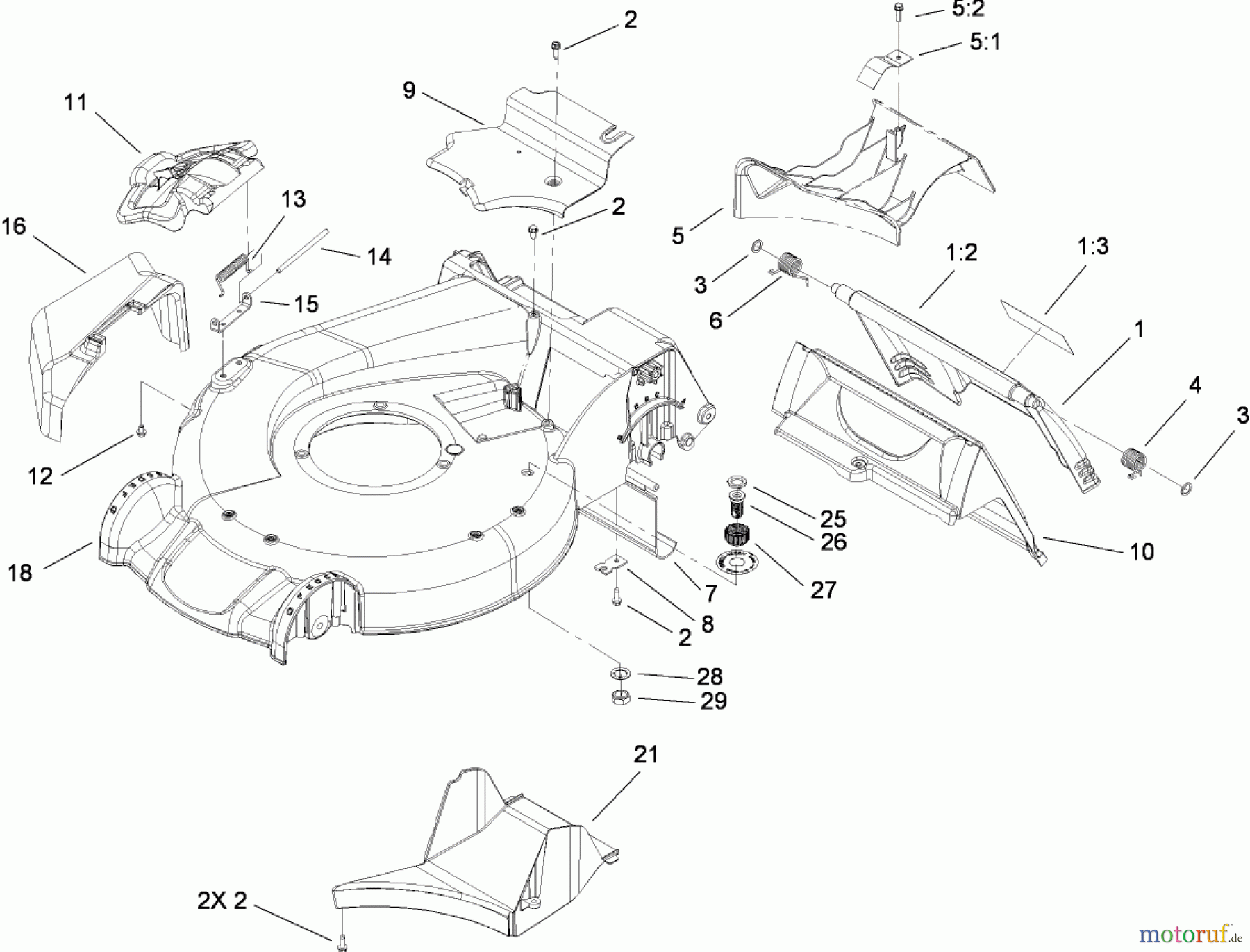Toro Neu Mowers, Walk-Behind Seite 1 20095C - Toro Super Recycler Lawn Mower, 2008 (280000001-280999999) HOUSING ASSEMBLY