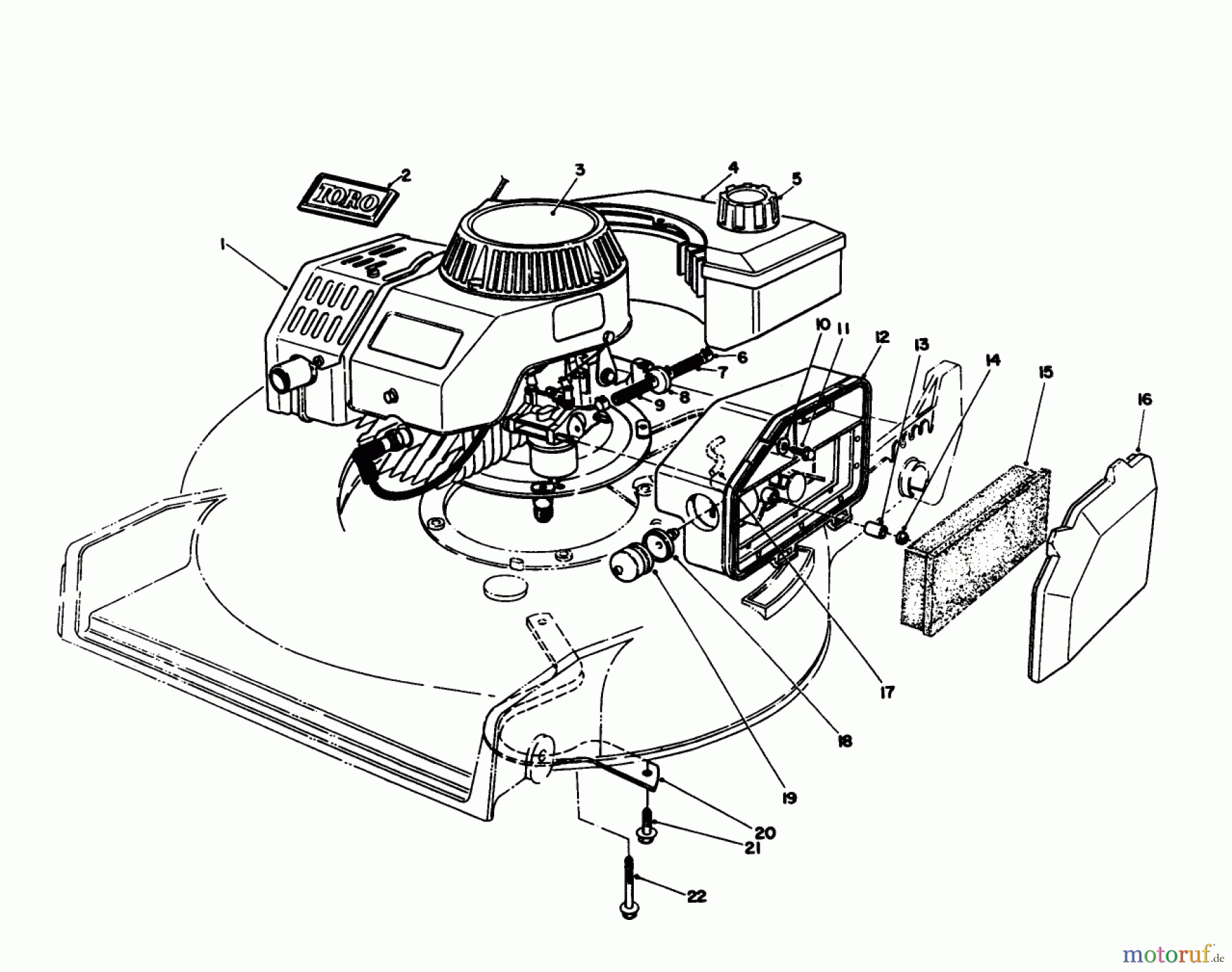  Toro Neu Mowers, Walk-Behind Seite 1 20106 - Toro Lawnmower, 1992 (2000001-2999999) ENGINE ASSEMBLY