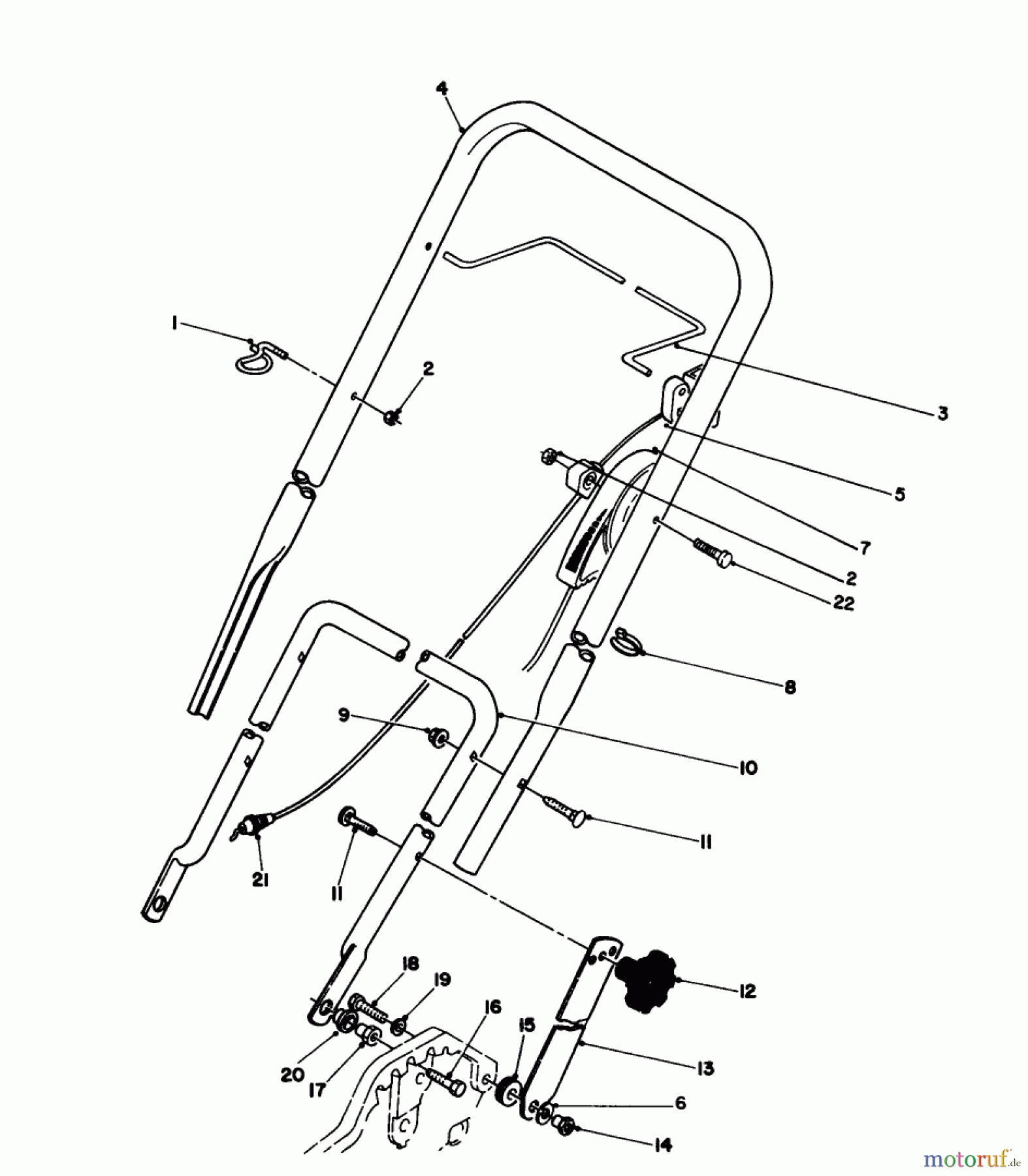  Toro Neu Mowers, Walk-Behind Seite 1 20182 - Toro Lawnmower, 1993 (39000001-39999999) HANDLE & THROTTLE CONTROL ASSEMBLY
