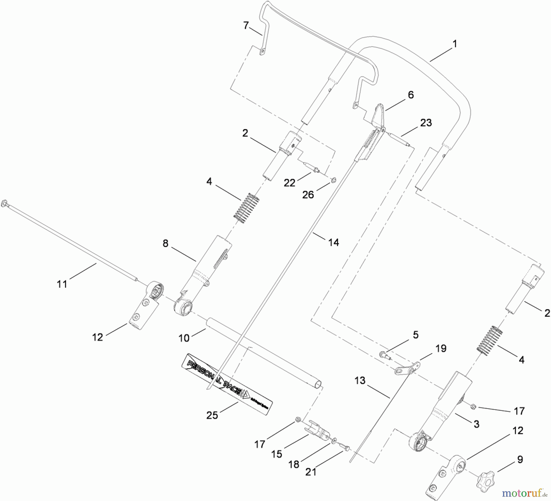  Toro Neu Mowers, Walk-Behind Seite 1 20192 - Toro Super Bagger Lawn Mower, 2010 (310000001-310999999) UPPER HANDLE ASSEMBLY