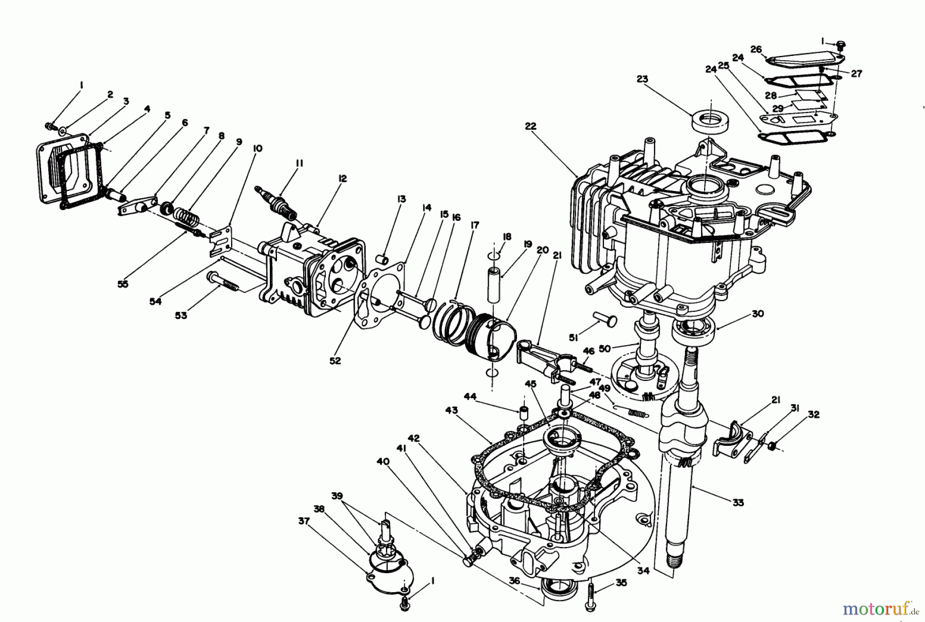  Toro Neu Mowers, Walk-Behind Seite 1 20211 - Toro Lawnmower, 1991 (1000001-1999999) ENGINE ASSEMBLY (MODEL NO. VML0-2)