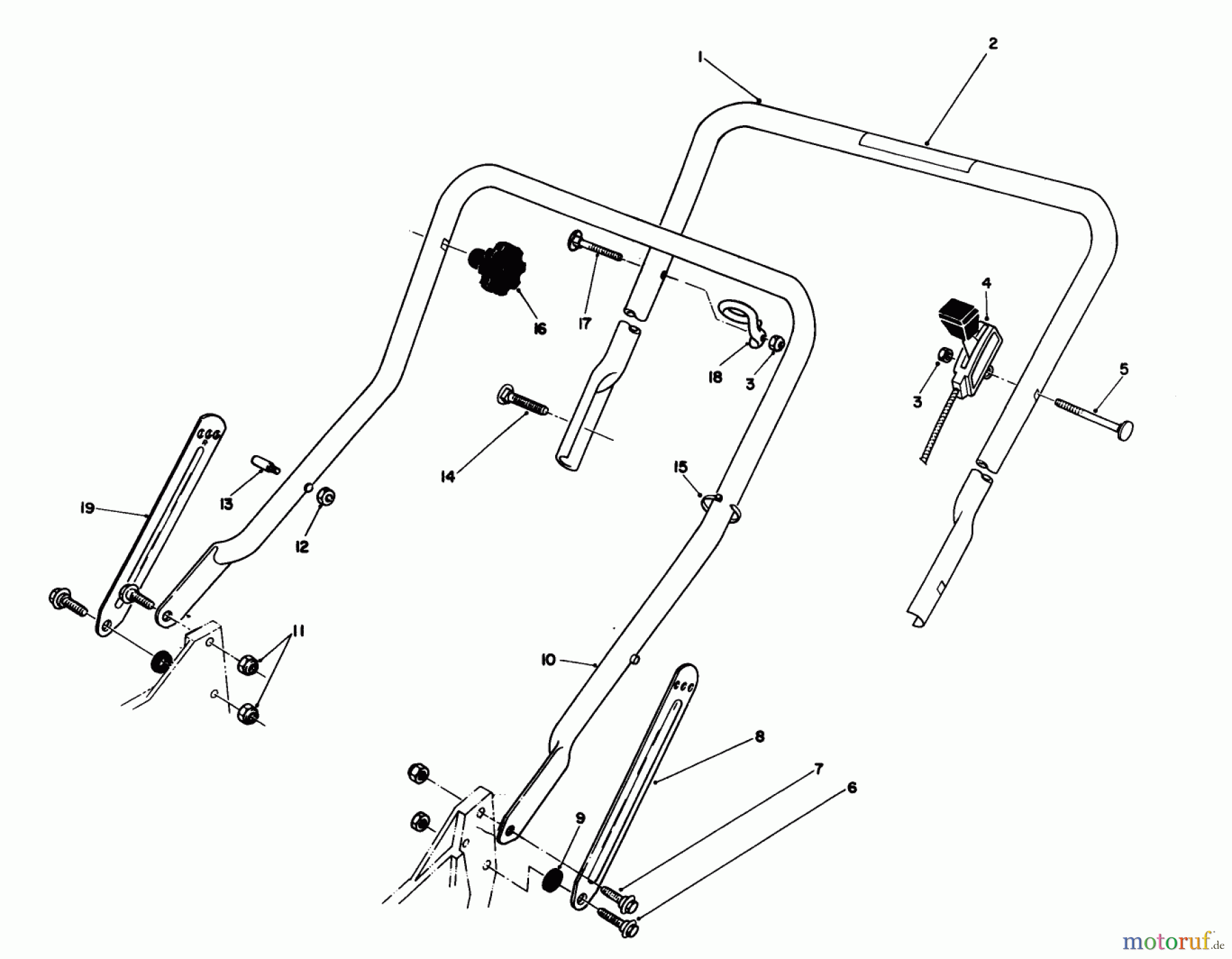  Toro Neu Mowers, Walk-Behind Seite 1 20215 - Toro Lawnmower, 1992 (2000001-2999999) HANDLE ASSEMBLY