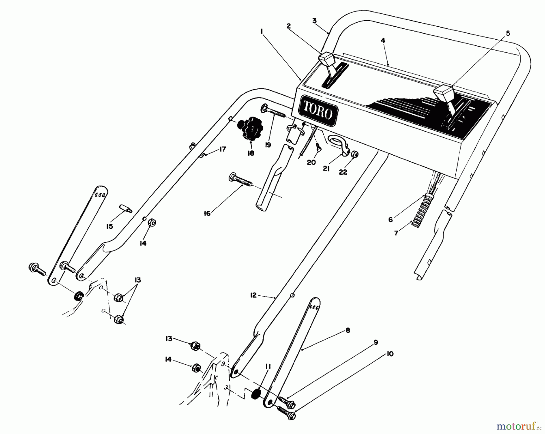  Toro Neu Mowers, Walk-Behind Seite 1 20216 - Toro Lawnmower, 1991 (1000001-1999999) HANDLE ASSEMBLY