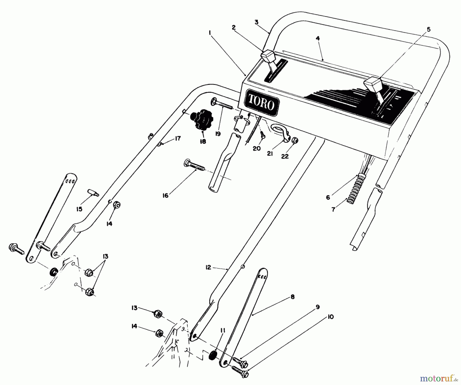  Toro Neu Mowers, Walk-Behind Seite 1 20218 - Toro Lawnmower, 1991 (1000001-1999999) HANDLE ASSEMBLY