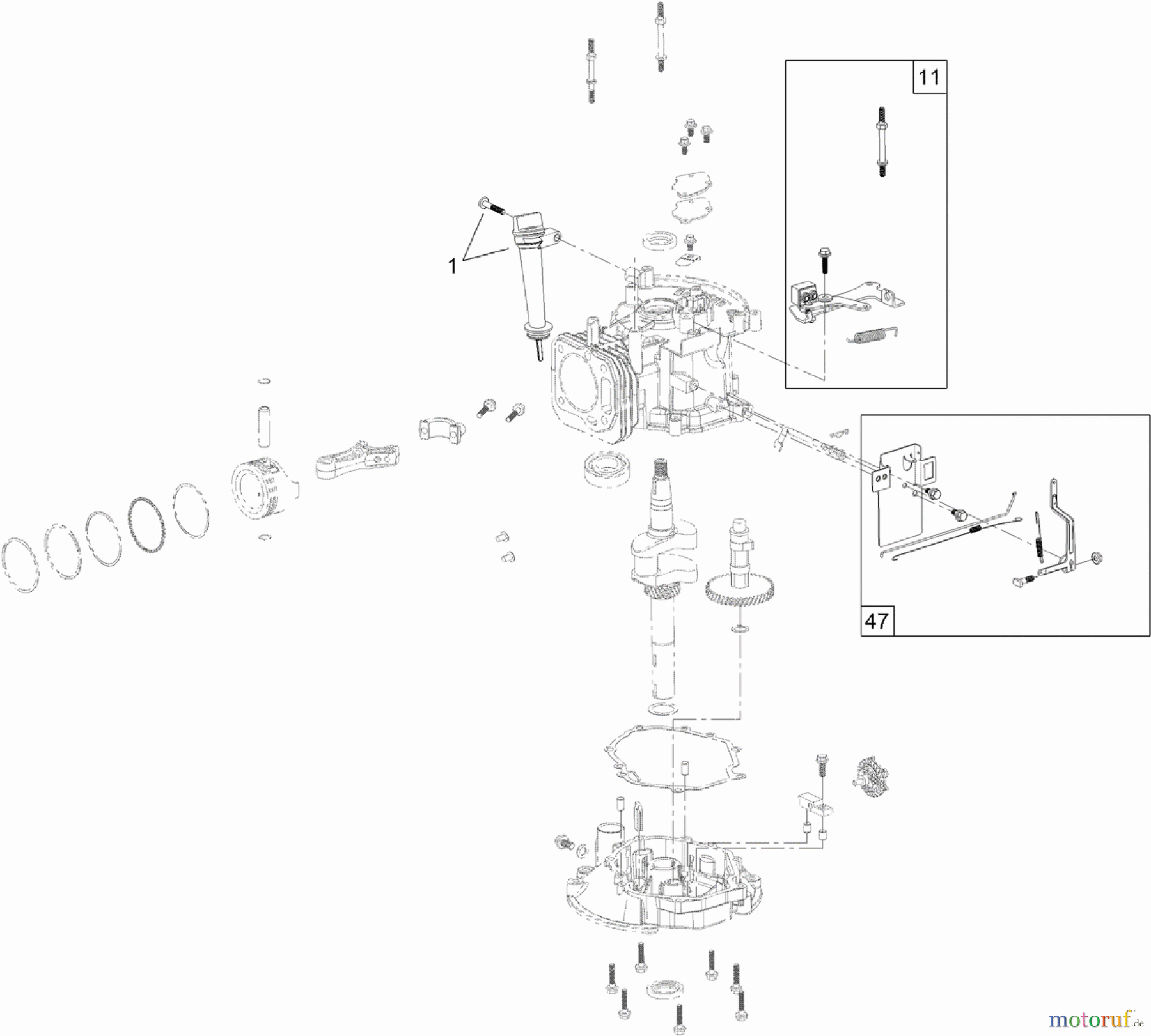  Toro Neu Mowers, Walk-Behind Seite 1 20381 - Toro Super Recycler Lawn Mower, 2012 (SN 312000001-312999999) ENGINE ASSEMBLY NO. 2